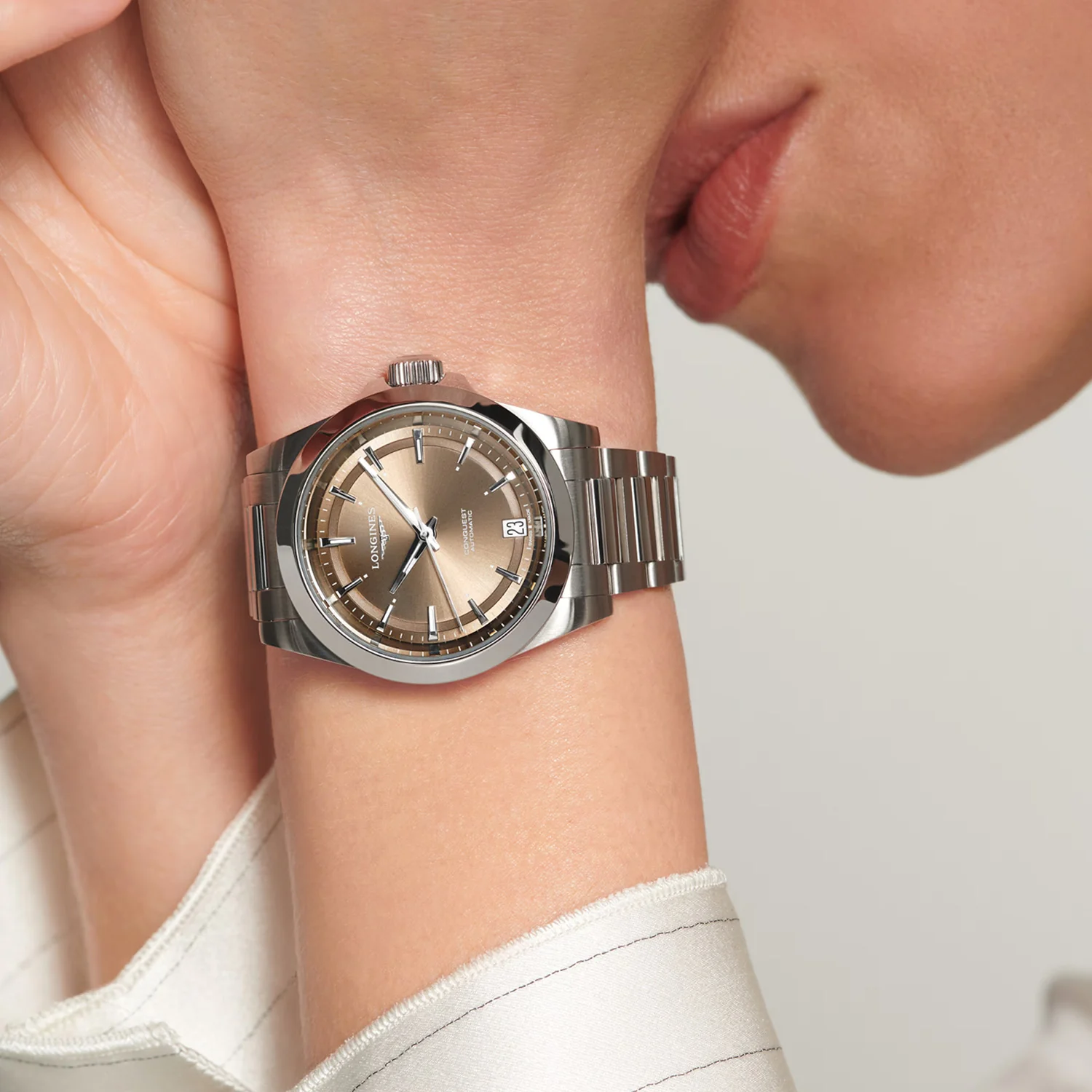 LONGINES - Conquest stål m. brun urskive, 34 mm - L34304626 - Image 2