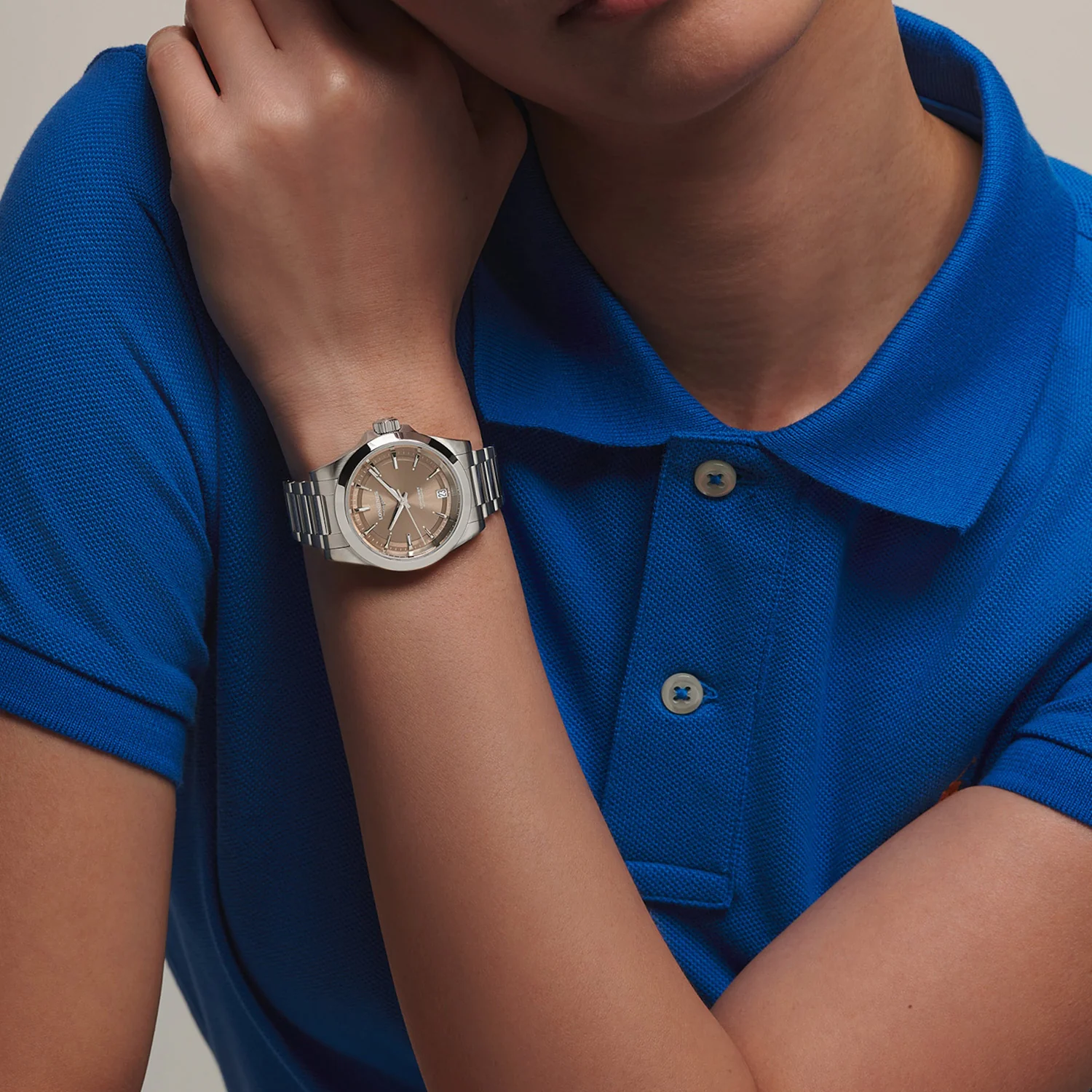 LONGINES - Conquest stål m. brun urskive, 34 mm - L34304626 - Image 9