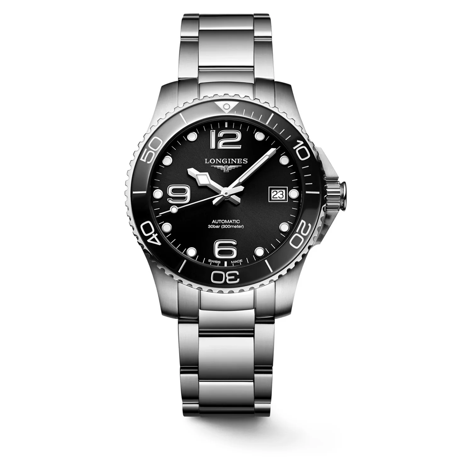 LONGINES - HydroConquest m. sort urskive, 39 mm - L37804566
