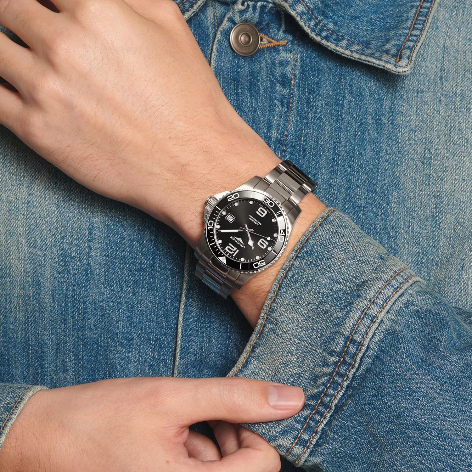 LONGINES - HydroConquest m. sort urskive, 41 mm - L37814566 - Image 5