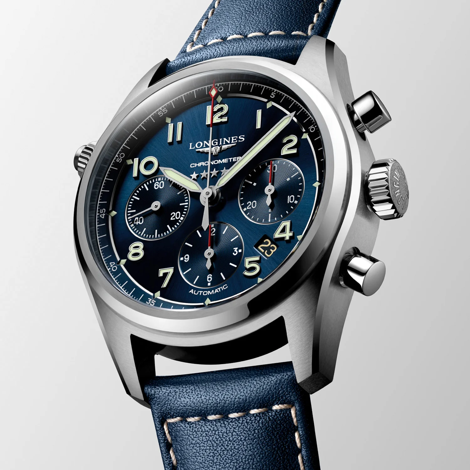LONGINES - Spirit Chronograph m. blå rem, 42 mm - L38204930 - Image 4