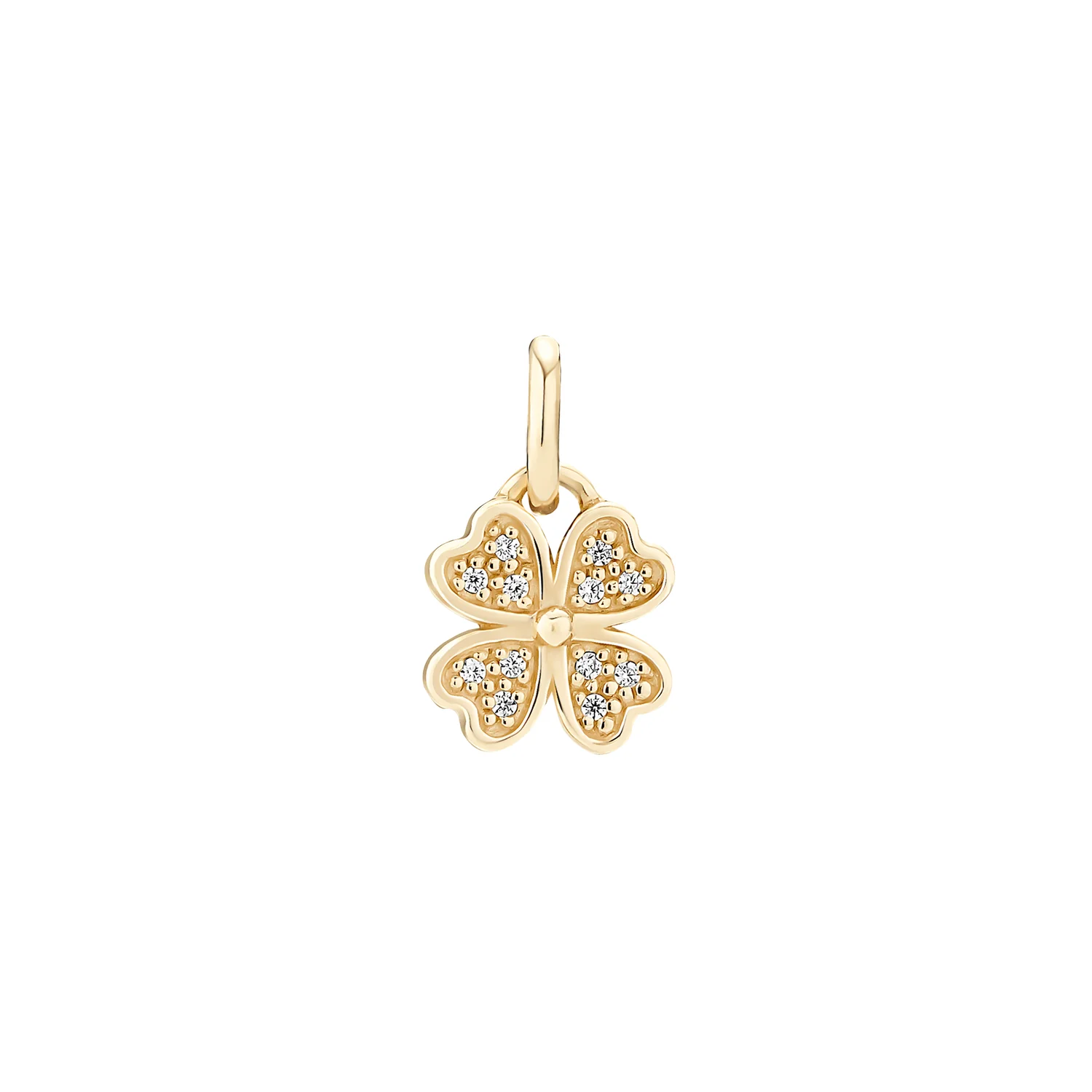 Lund Copenhagen - Kløver vedhæng m. zirkonia, 7,5 mm - 8 kt. guld