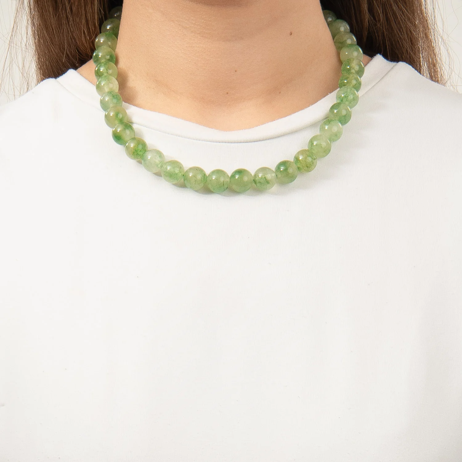 LuvaLu Jewellery - Celeste Green halskæde, 12 mm/42+3 cm - Sølv - Image 2
