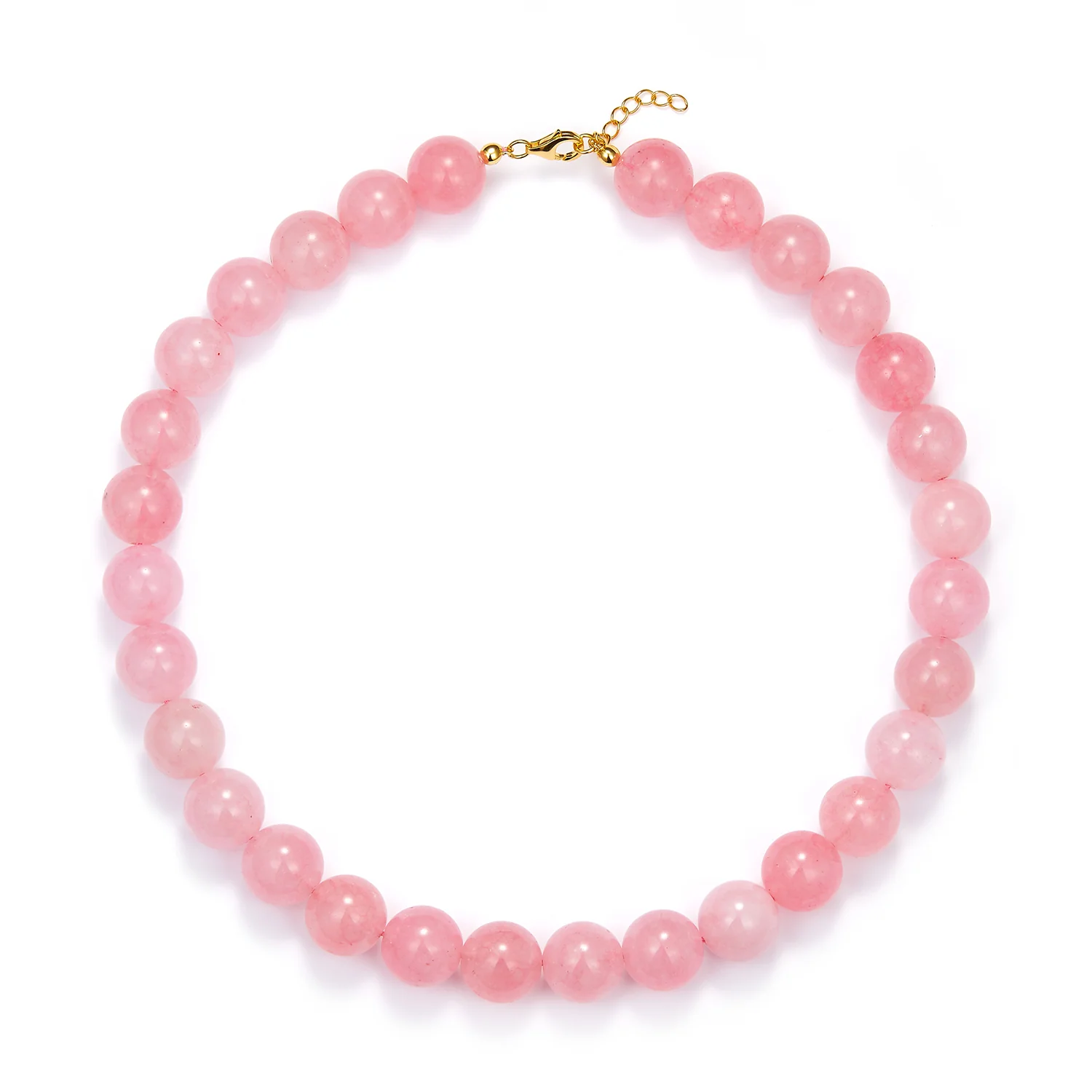 LuvaLu Jewellery - Celeste Pink halskæde, 14 mm/42+3 cm - Forgyldt sølv