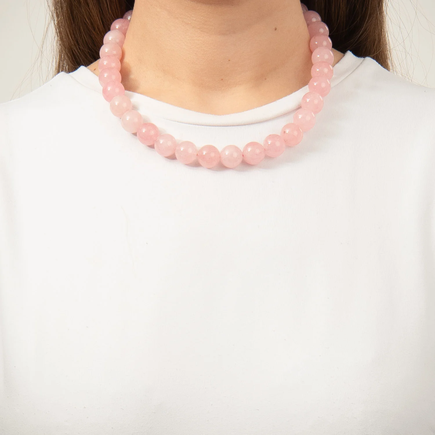LuvaLu Jewellery - Celeste Pink halskæde, 14 mm/42+3 cm - Forgyldt sølv - Image 2