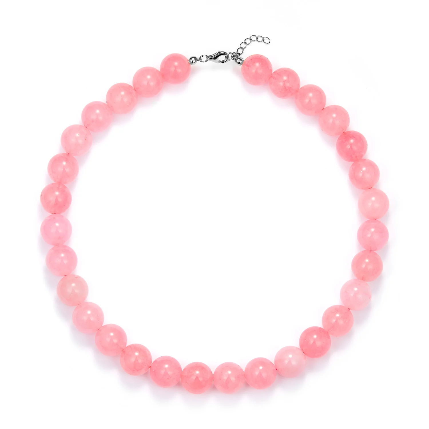 LuvaLu Jewellery - Celeste Pink halskæde, 14 mm/42+3 cm - Sølv