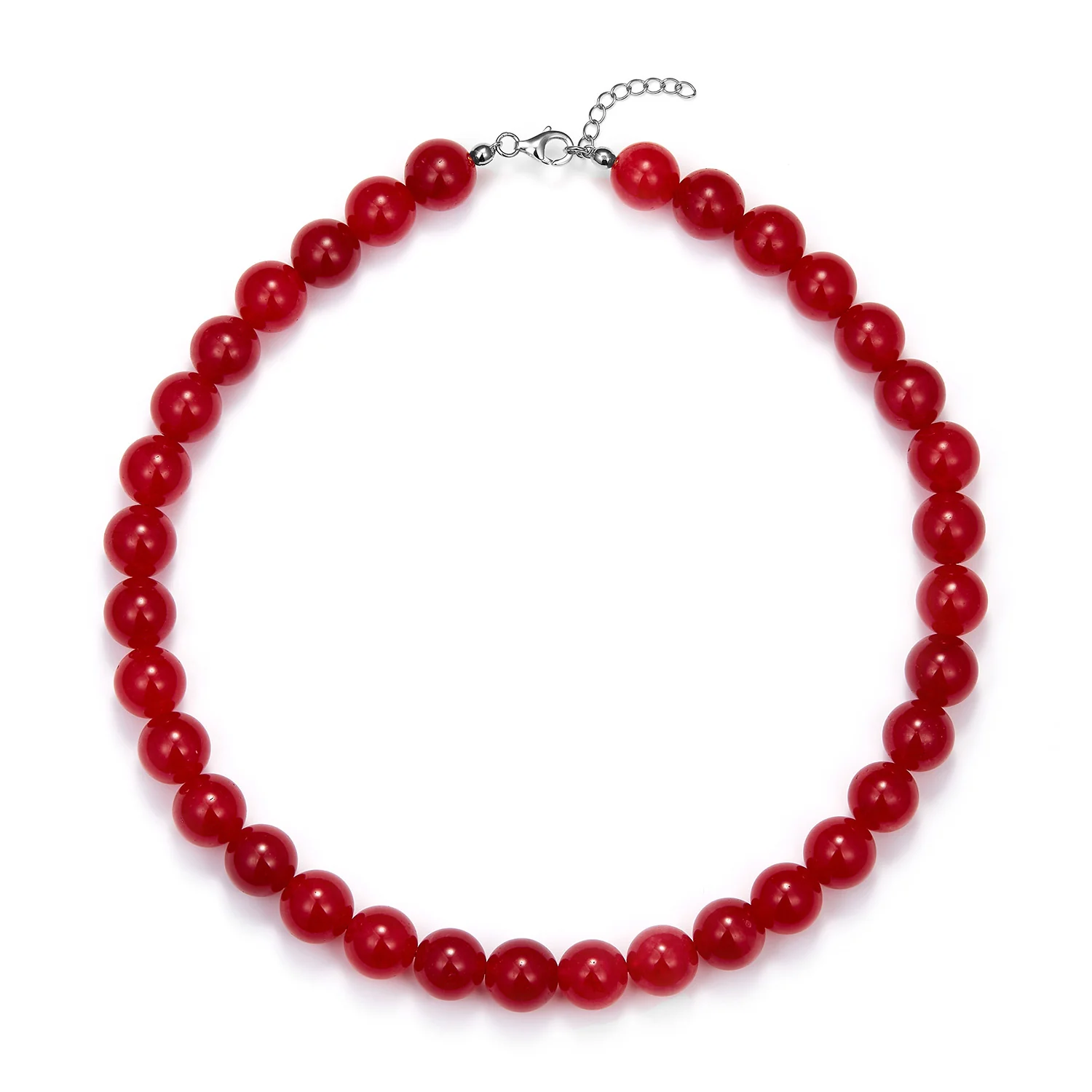 LuvaLu Jewellery - Celeste Red halskæde, 12 mm/42+3 cm - Sølv