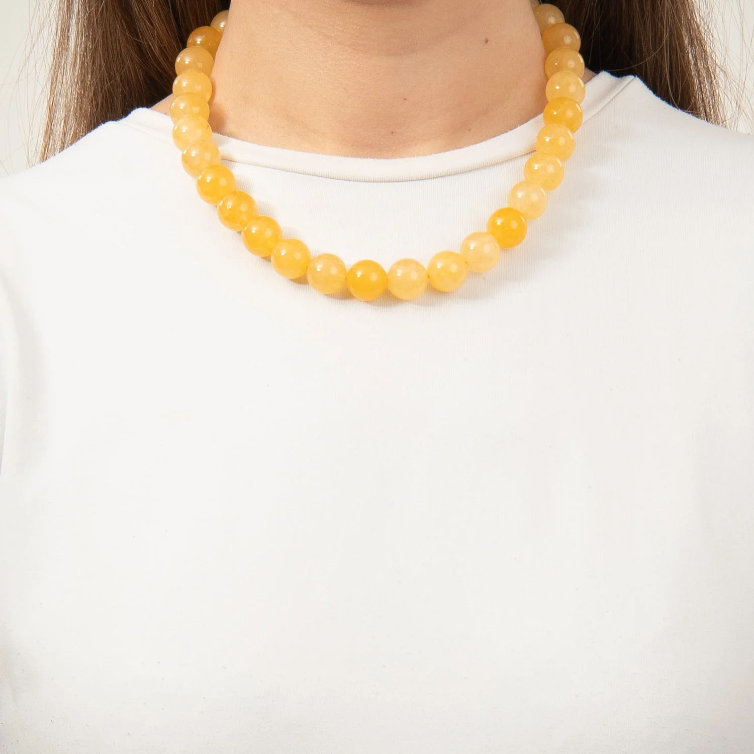 LuvaLu Jewellery - Celeste Yellow halskæde, 14 mm/42+3 cm - Forgyldt sølv - Image 2