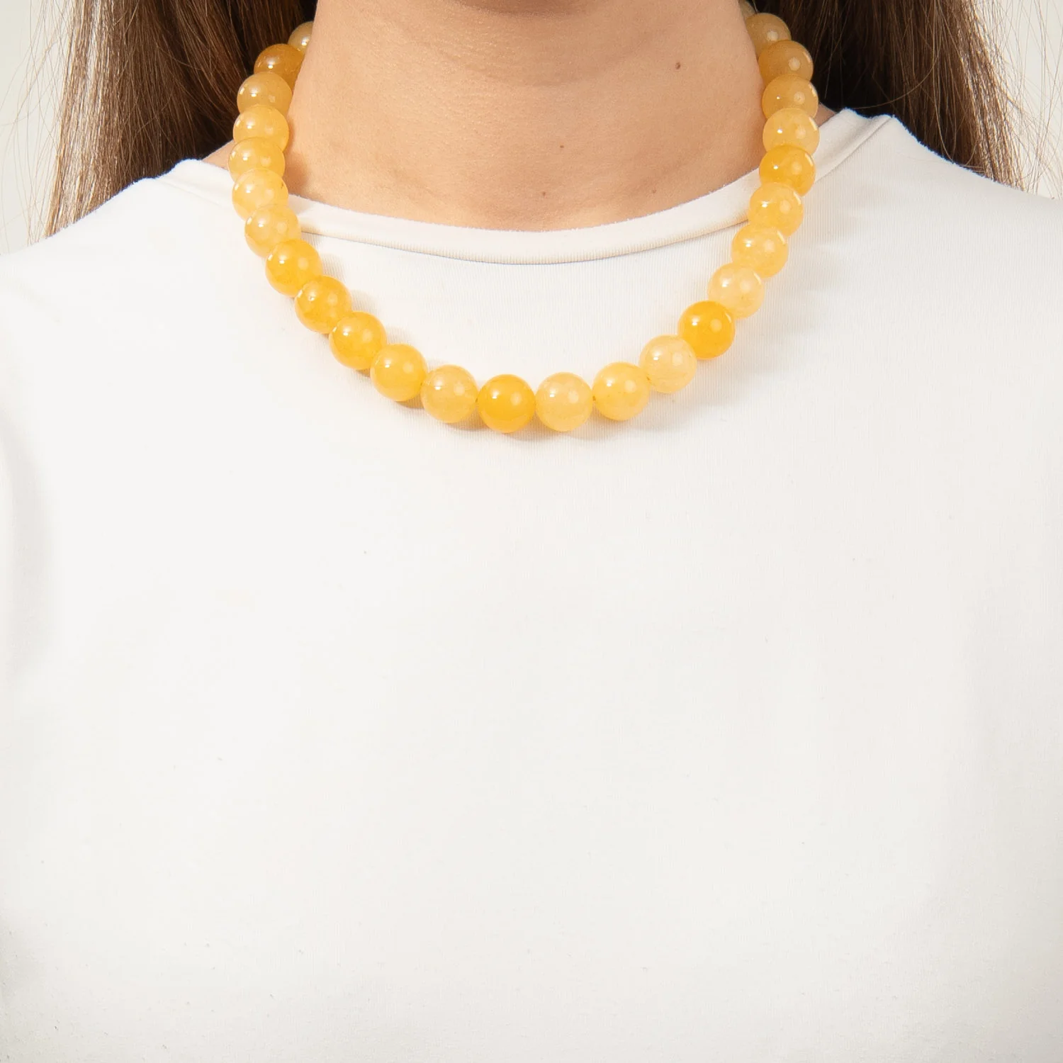 LuvaLu Jewellery - Celeste Yellow halskæde, 14 mm/42+3 cm - Sølv - Image 2