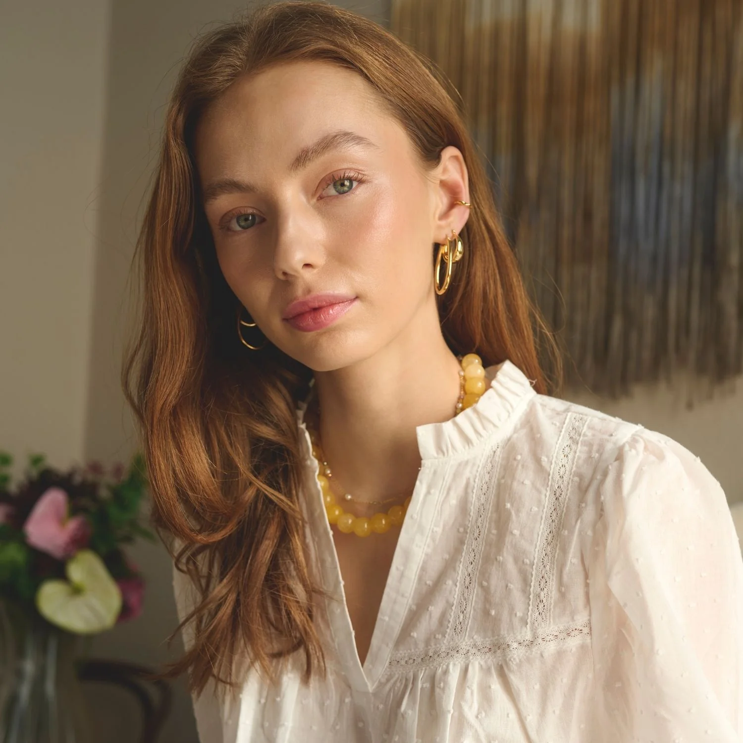 LuvaLu Jewellery - Celeste Yellow halskæde, 14 mm/42+3 cm - Sølv - Image 3