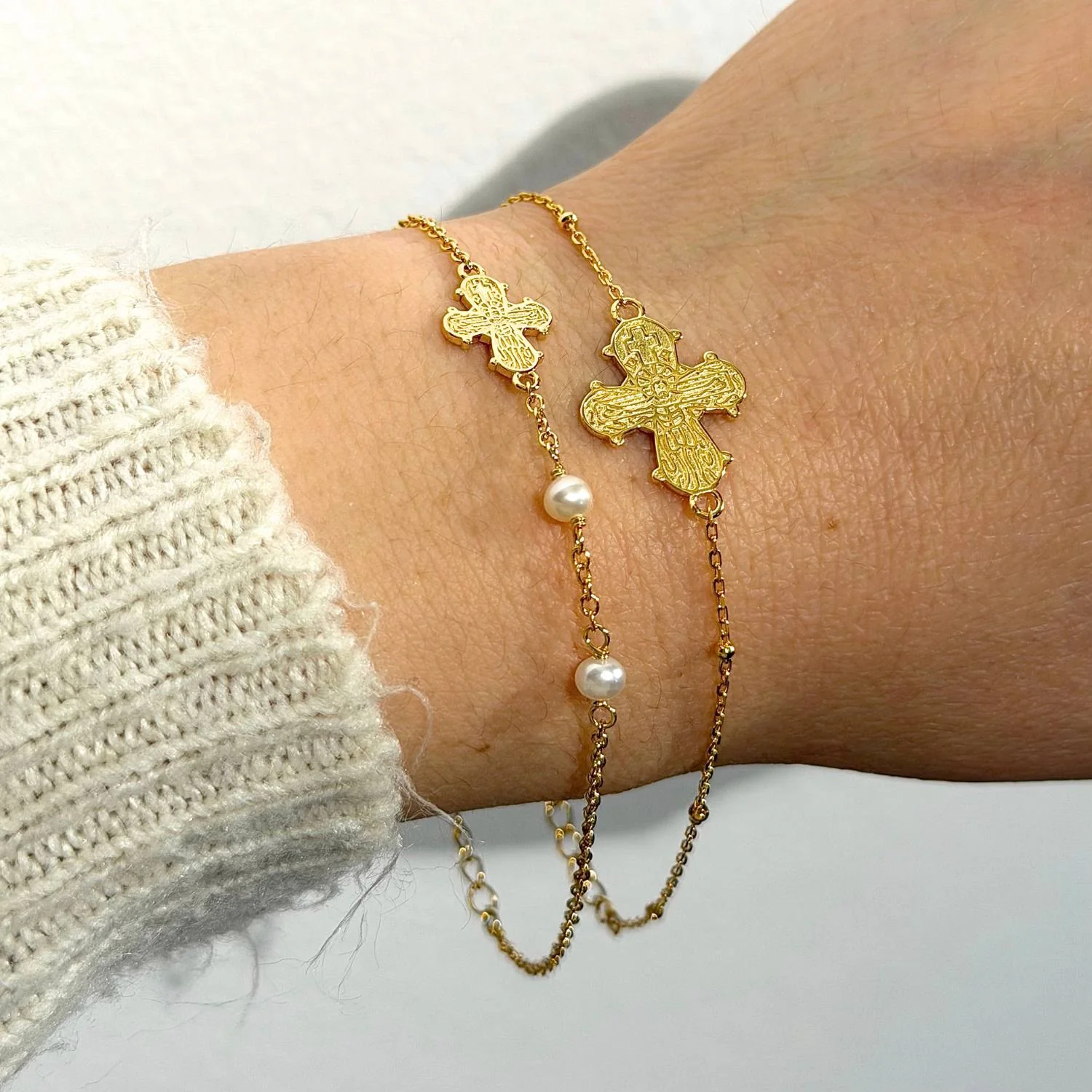 Luvalu Jewellery - Dagmarkors armbånd, 16+3 cm - Forgyldt sølv - Image 5