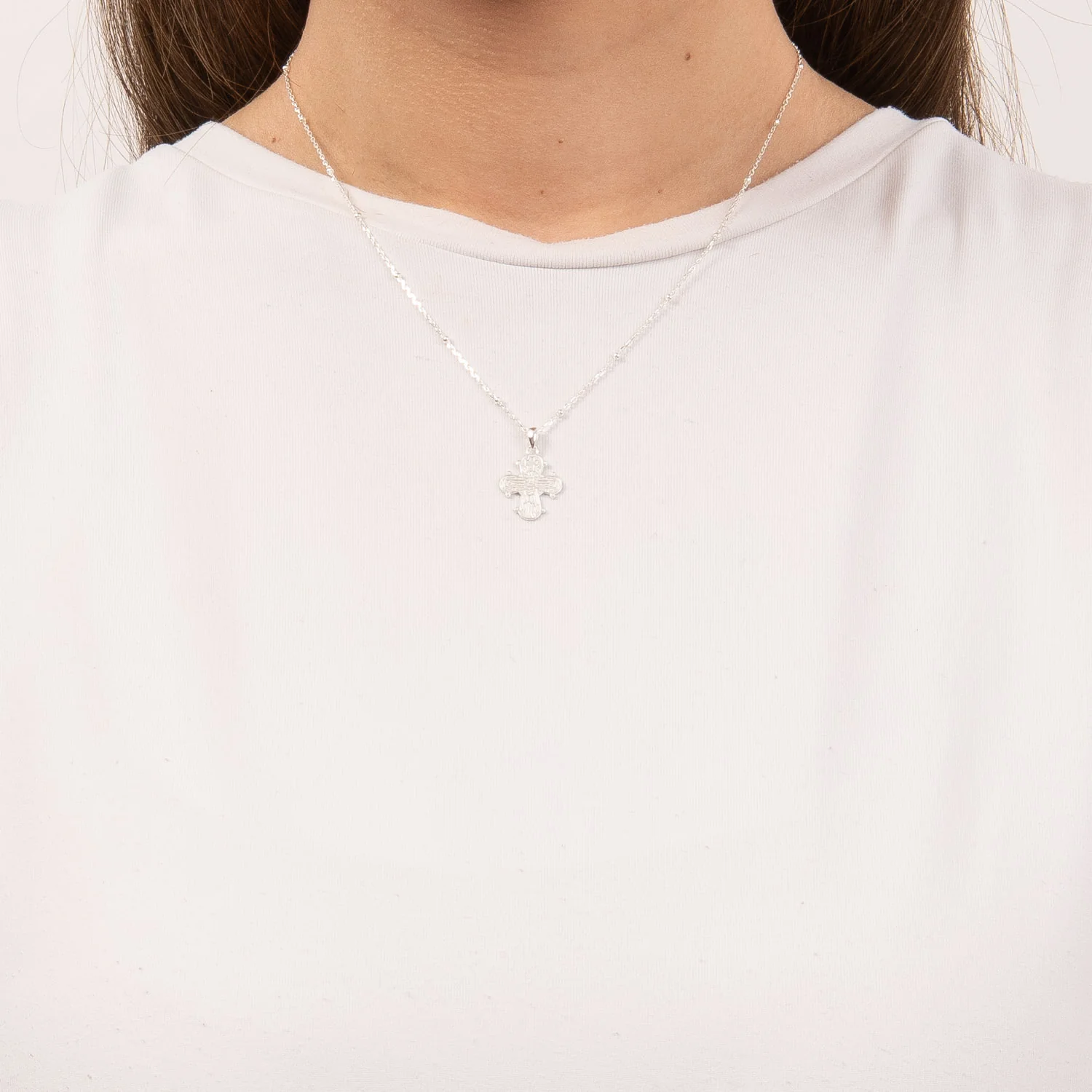 Luvalu Jewellery - Dagmarkors halskæde, 42+3 cm - Sølv - Image 2