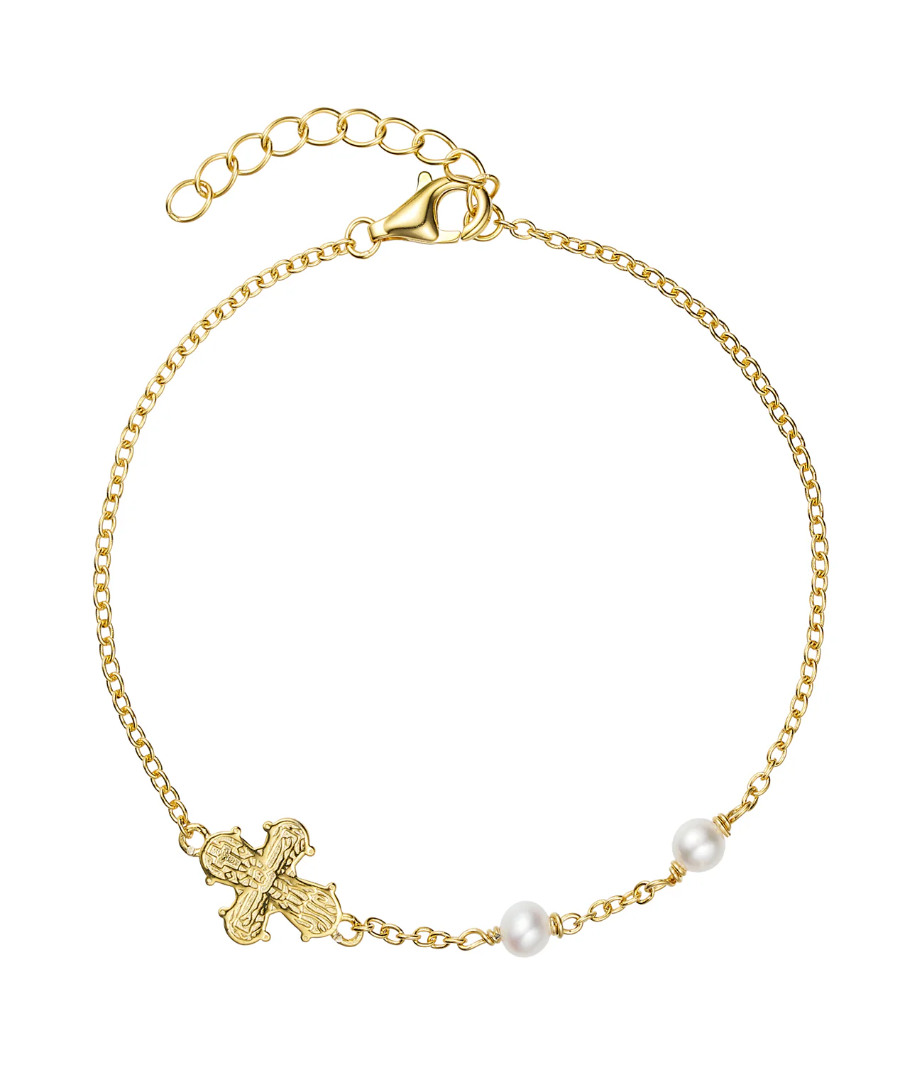 Luvalu Jewellery - Dagmarkors Pearl armbånd, 16+3 cm - Forgyldt sølv