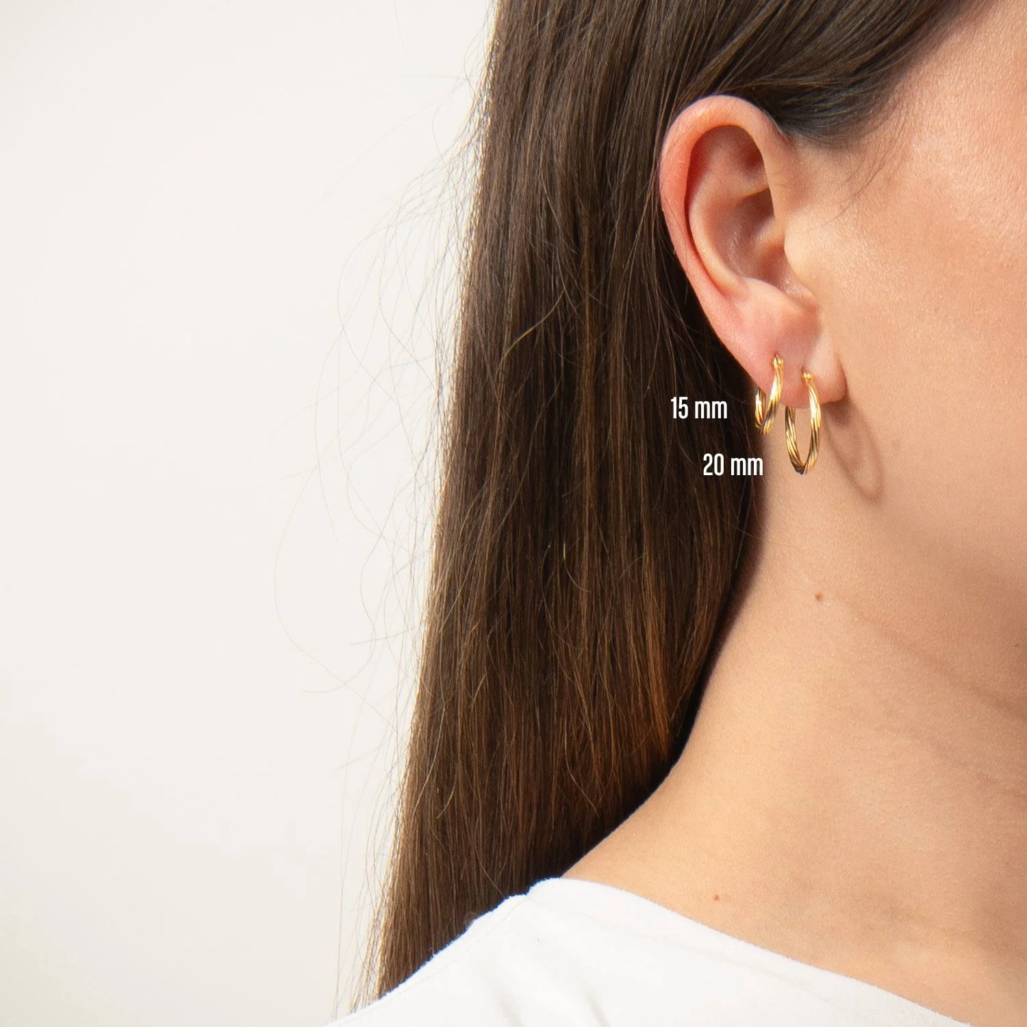 LuvaLu Jewellery - Halo Hoops øreringe, 20 mm - Forgyldt sølv - Image 3