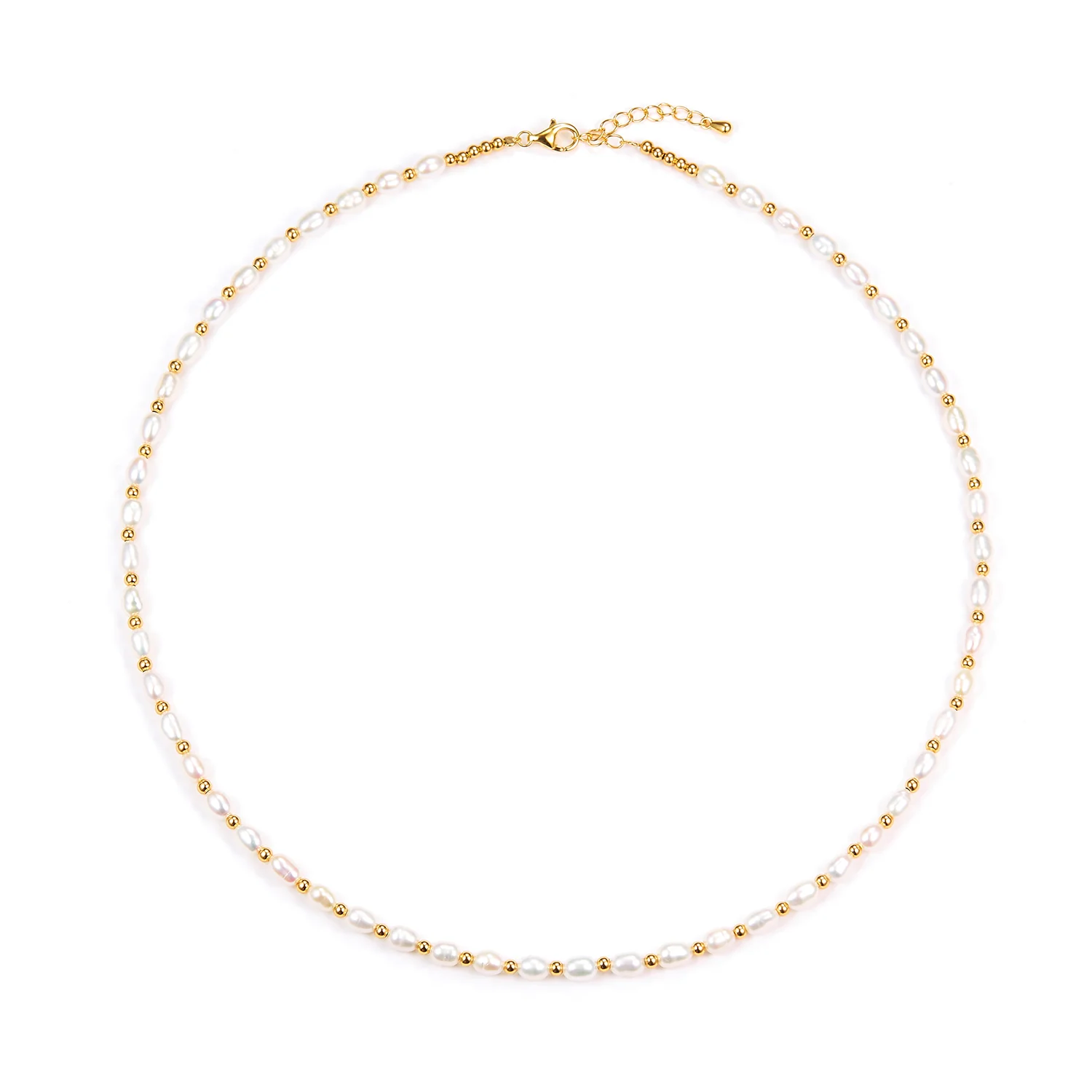 LuvaLu Jewellery - Pearly Daisy halskæde, 42+3 cm - Forgyldt sølv
