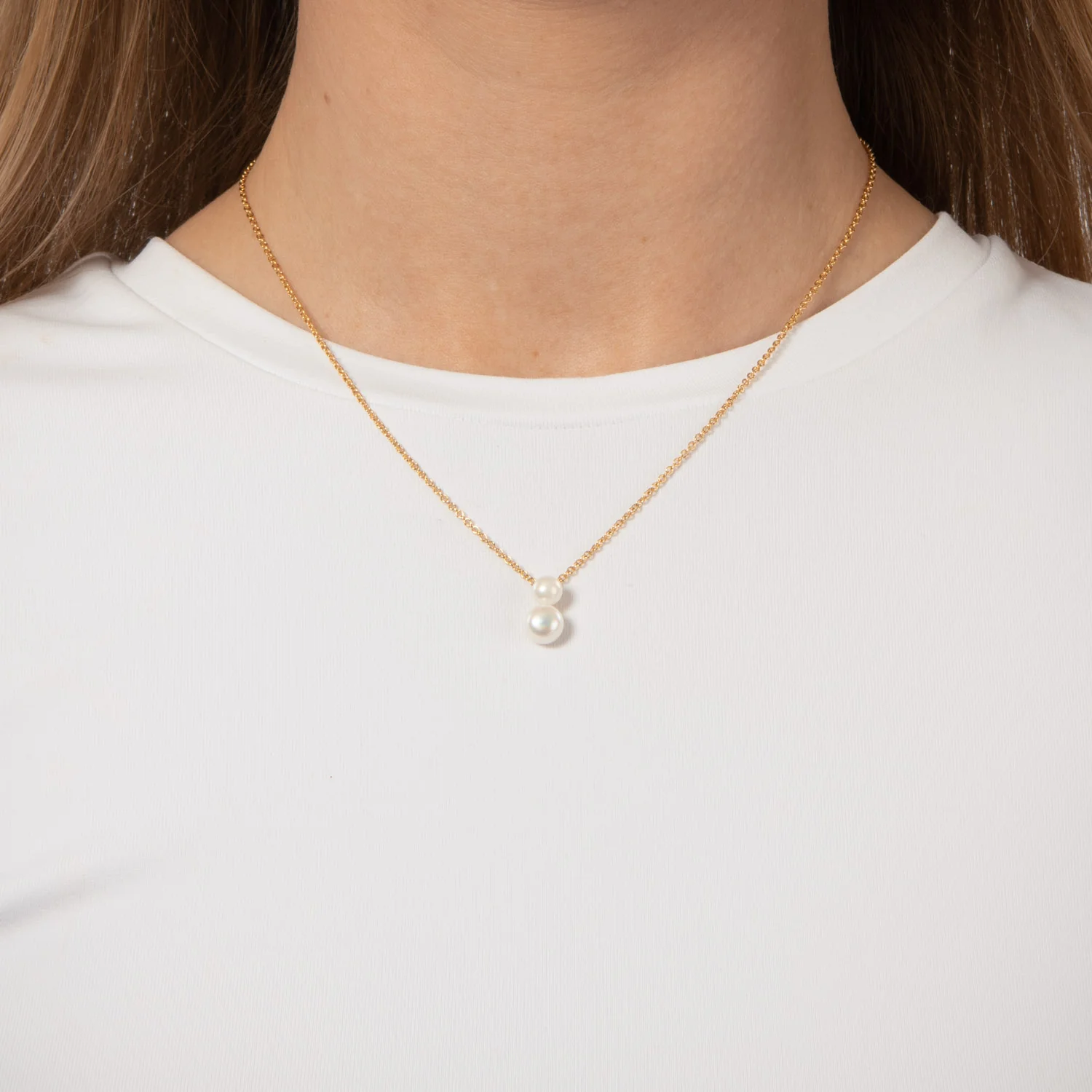 LuvaLu Jewellery - Pearly Drops halskæde - Forgyldt sølv - Image 2