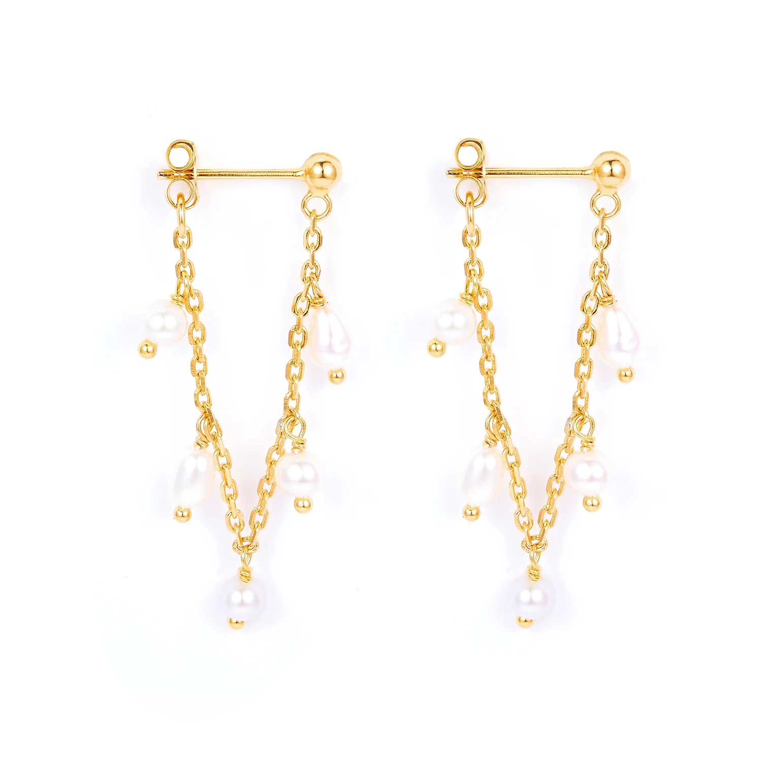 LuvaLu Jewellery - Pearly Fanny øreringe - Forgyldt sølv