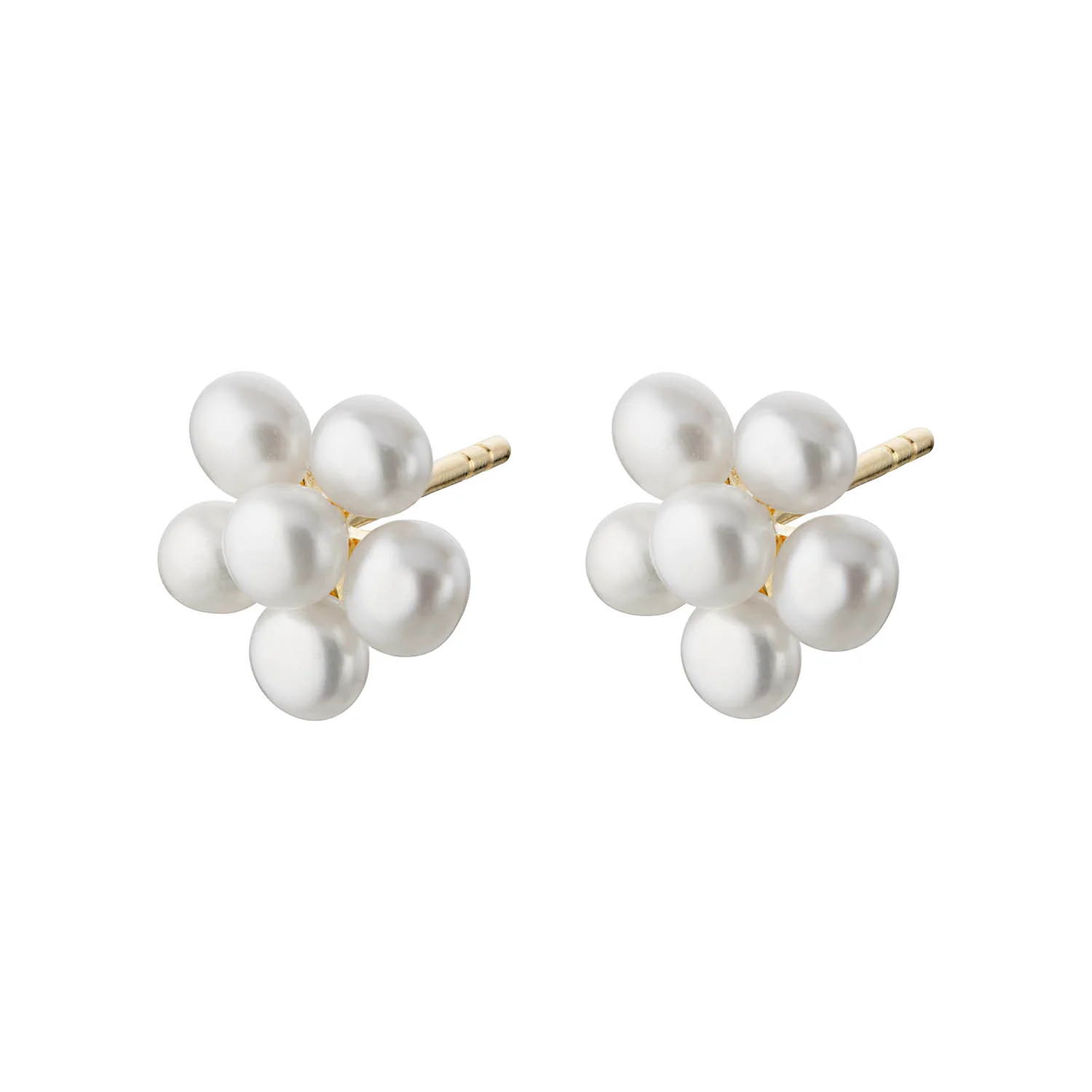 LuvaLu Jewellery - Pearly Flower ørestikker - forgyldt sølv