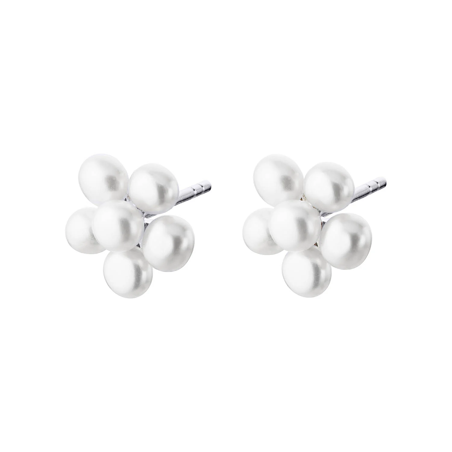 LuvaLu Jewellery - Pearly Flower ørestikker - Sølv