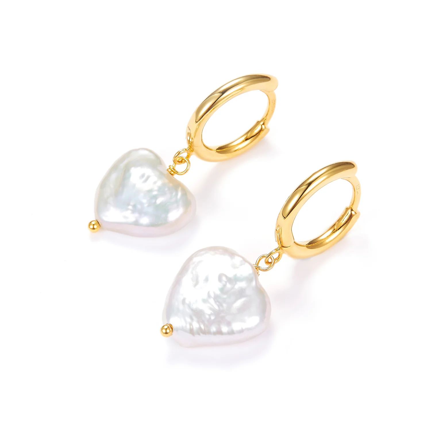 LuvaLu Jewellery - Pearly Heart øreringe - Forgyldt sølv
