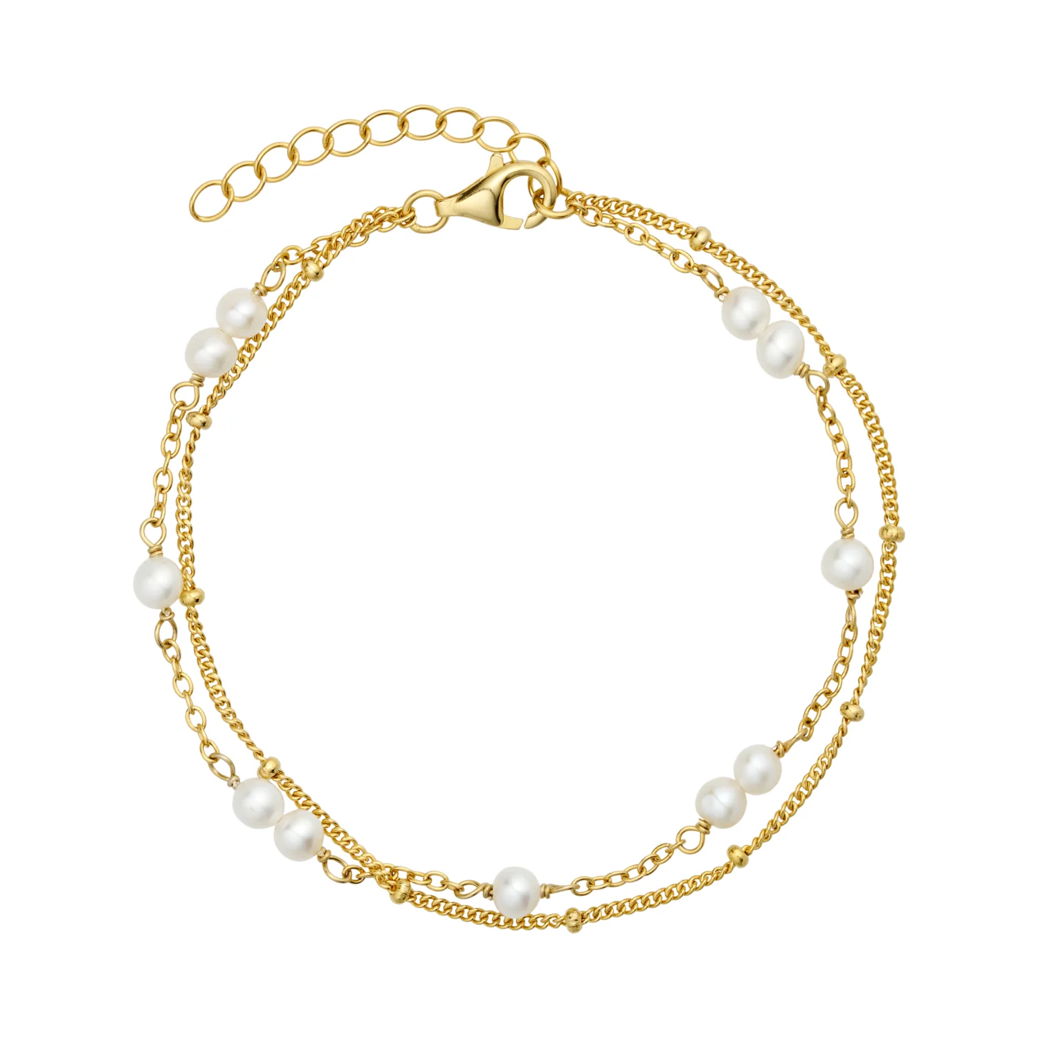 LuvaLu Jewellery - Pearly Holly armbånd, 16+3 cm - Forgyldt sølv