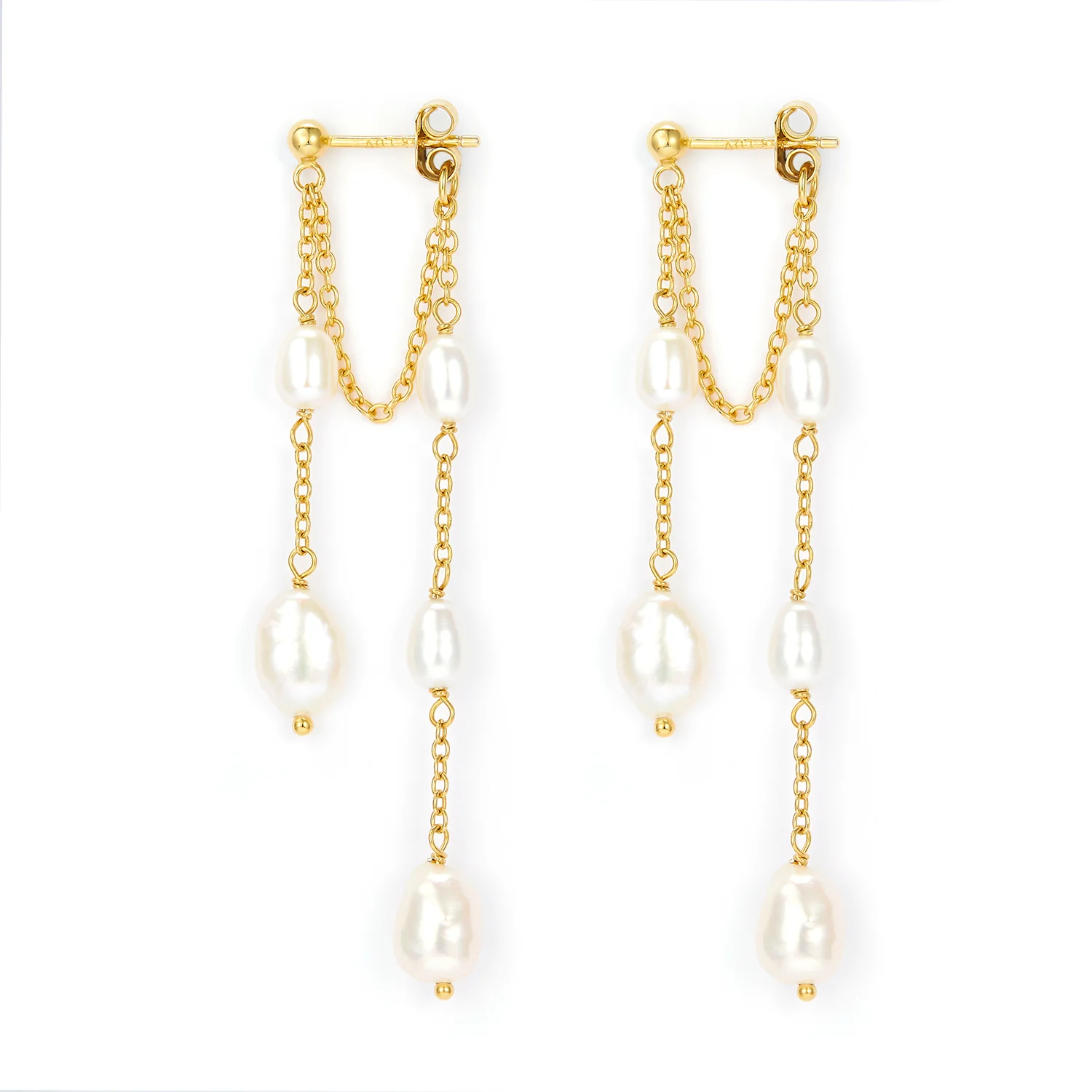 LuvaLu Jewellery - Pearly Holly øreringe, ferskvandsperler - Forgyldt sølv