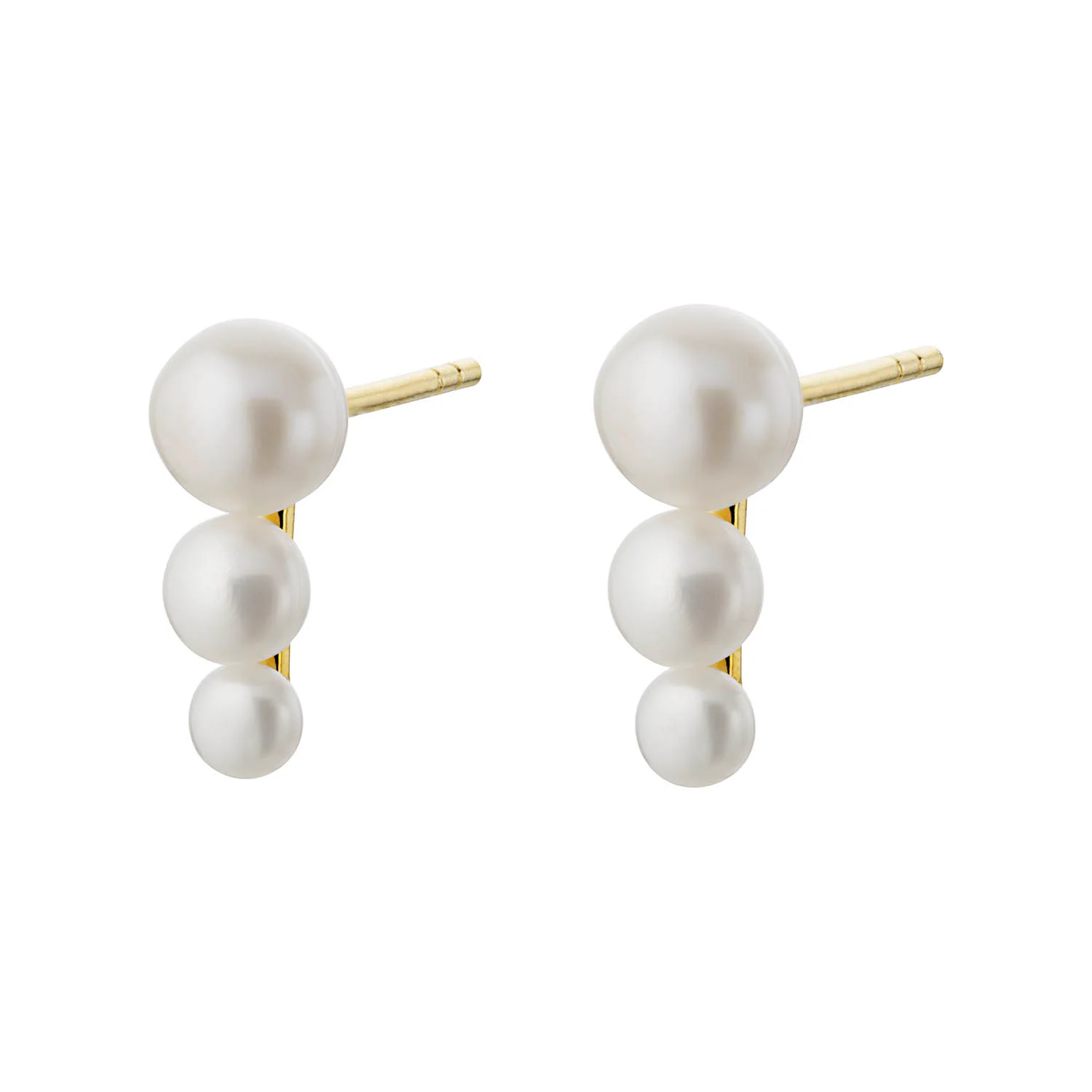 LuvaLu Jewellery - Pearly Line ørestikker - Forgyldt sølv