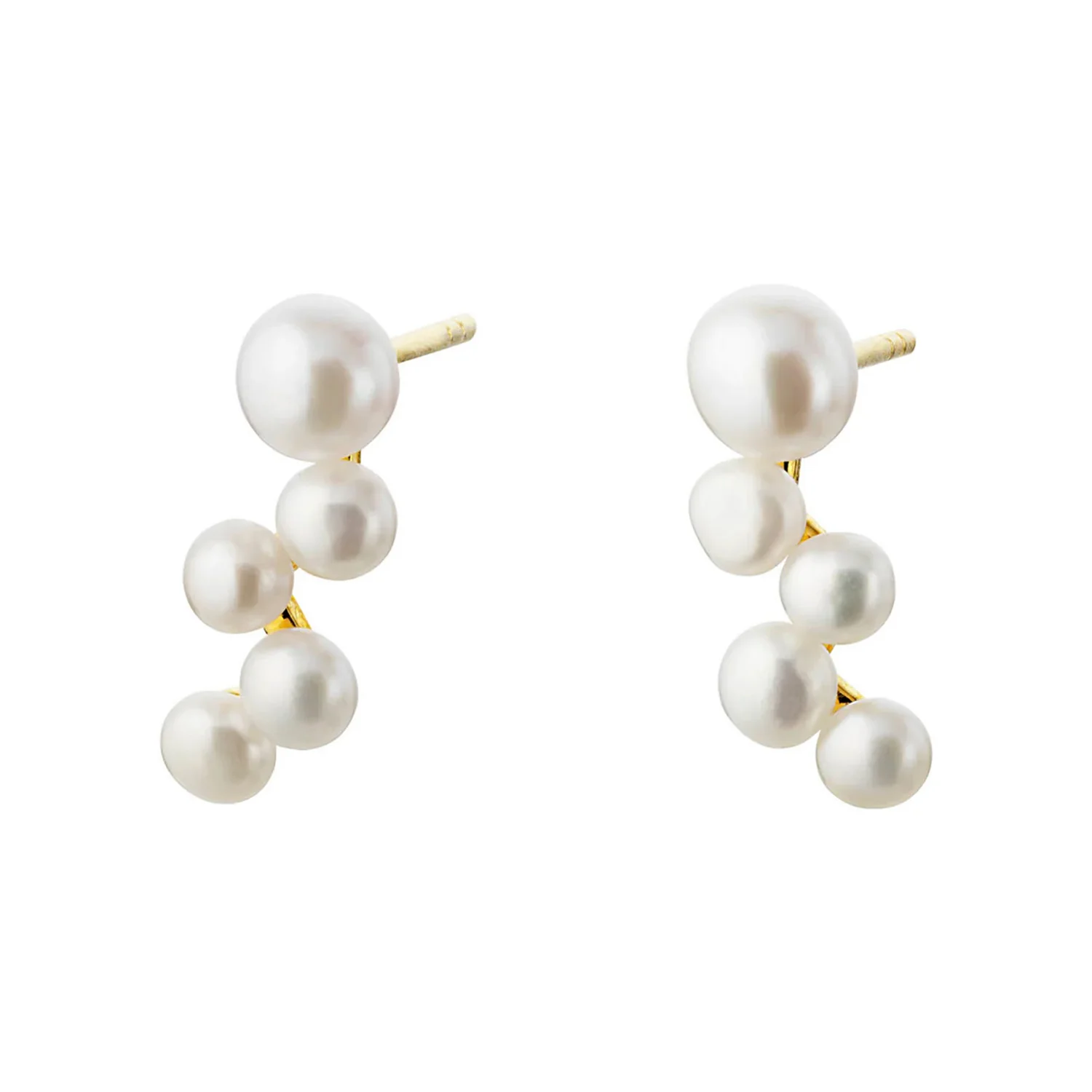 LuvaLu Jewellery - Pearly Wave ørestikker - Forgyldt sølv