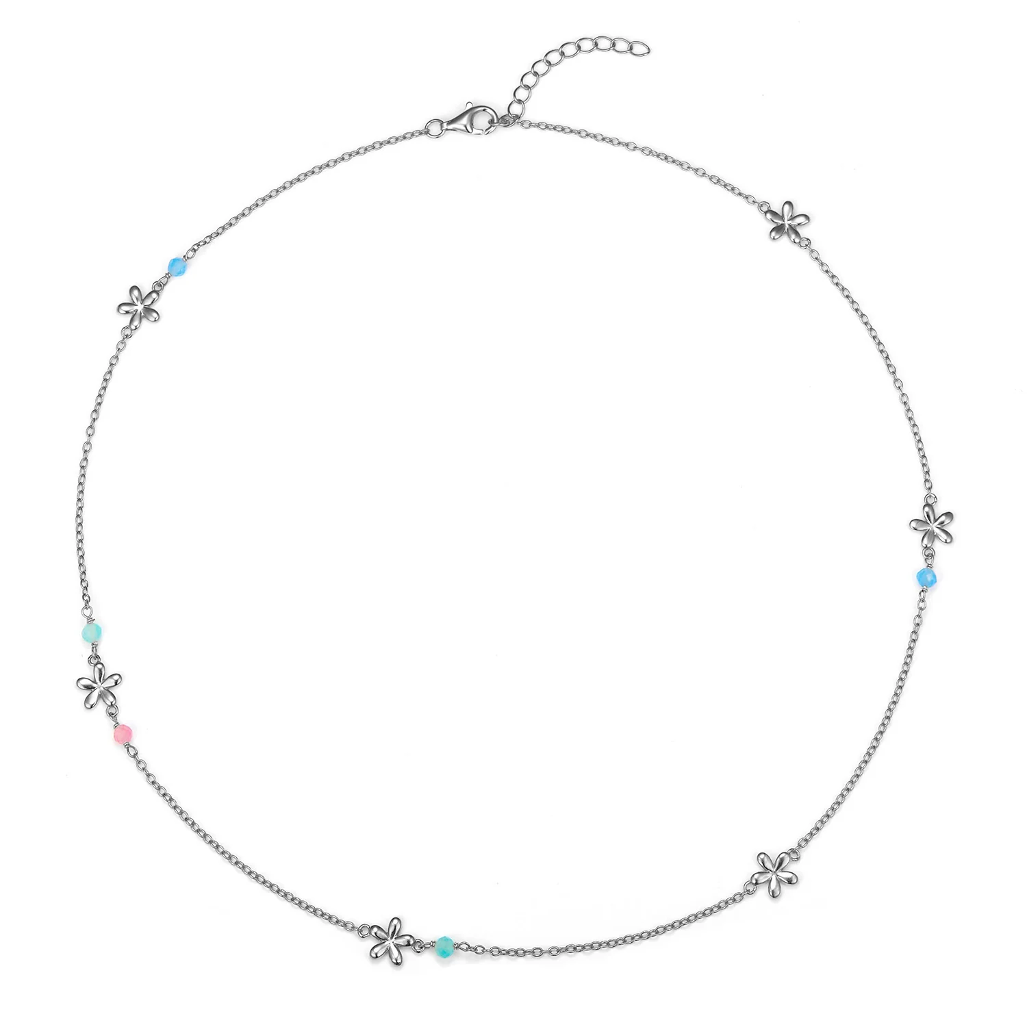 LuvaLu Jewellery - Petunia Color halskæde, 42+3 cm - Sølv