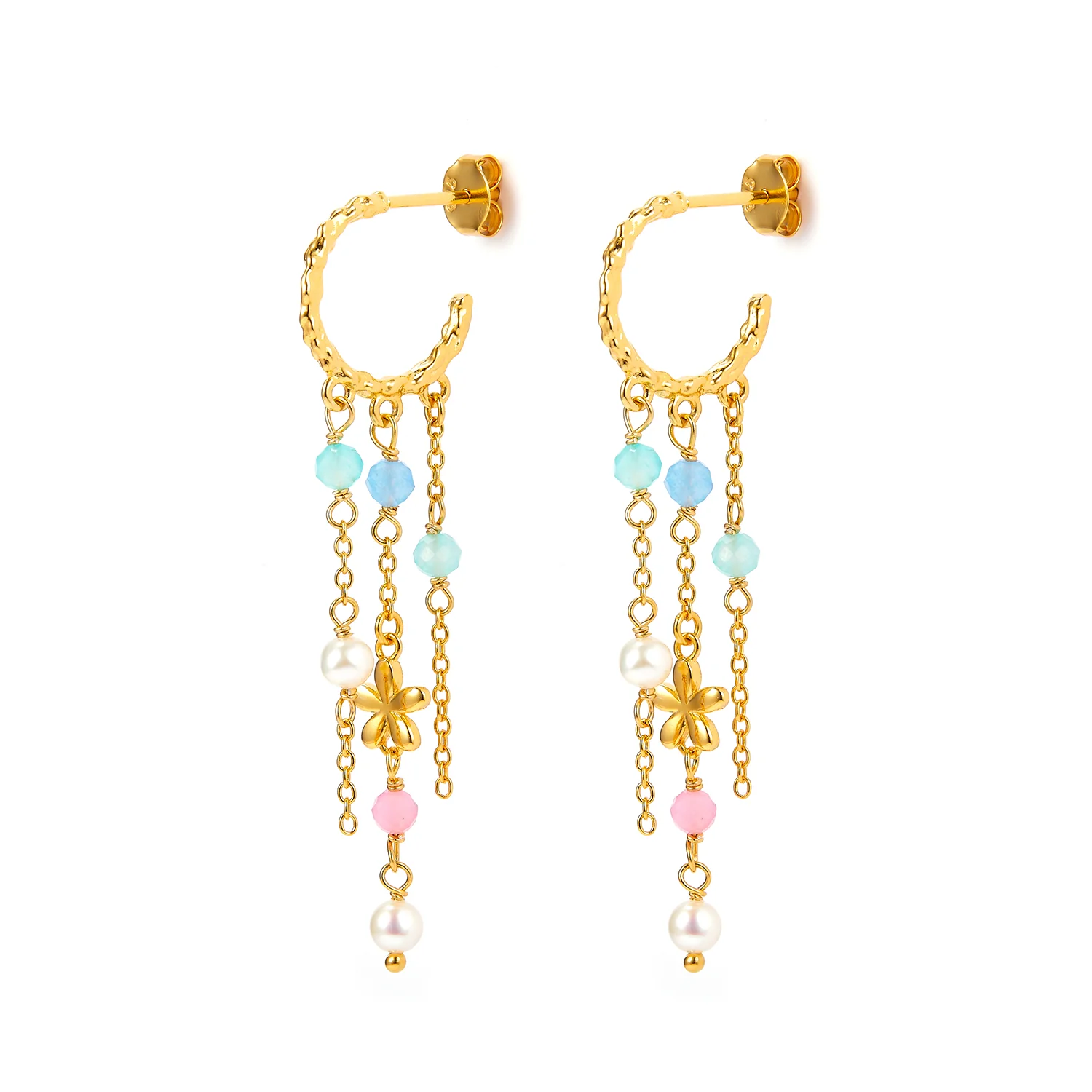 LuvaLu Jewellery - Petunia Color Hoop øreringe - Forgyldt sølv