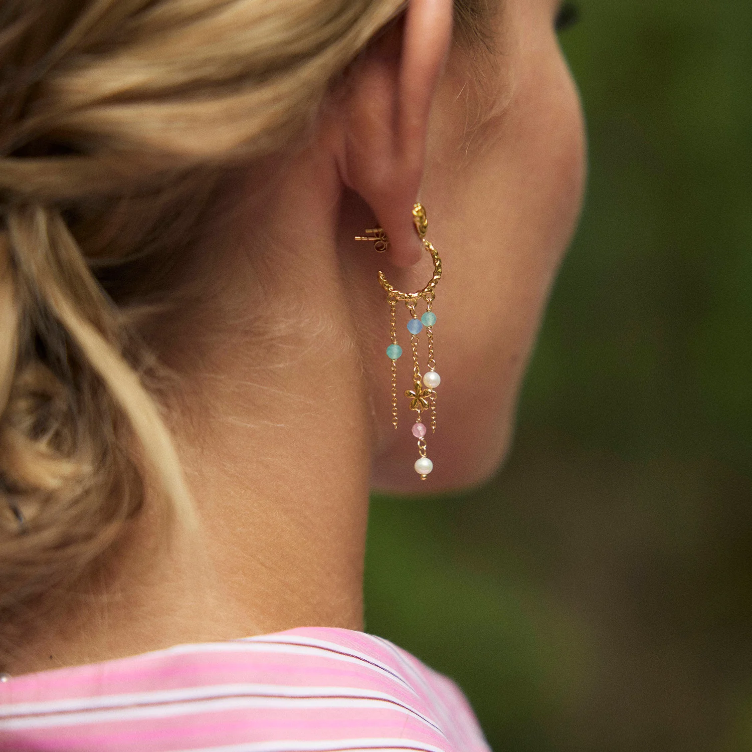 LuvaLu Jewellery - Petunia Color Hoop øreringe - Forgyldt sølv - Image 3
