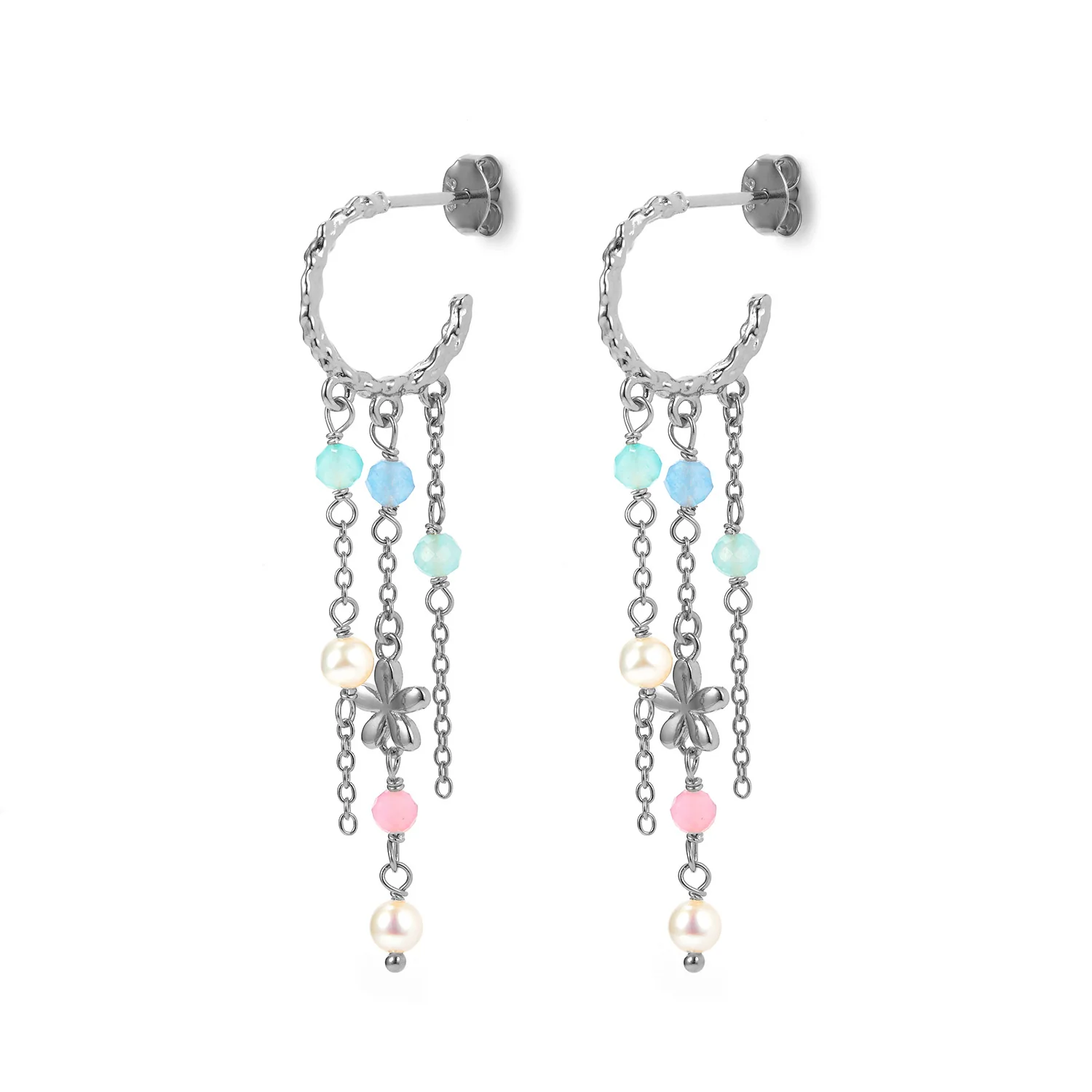 LuvaLu Jewellery - Petunia Color Hoop øreringe - Sølv