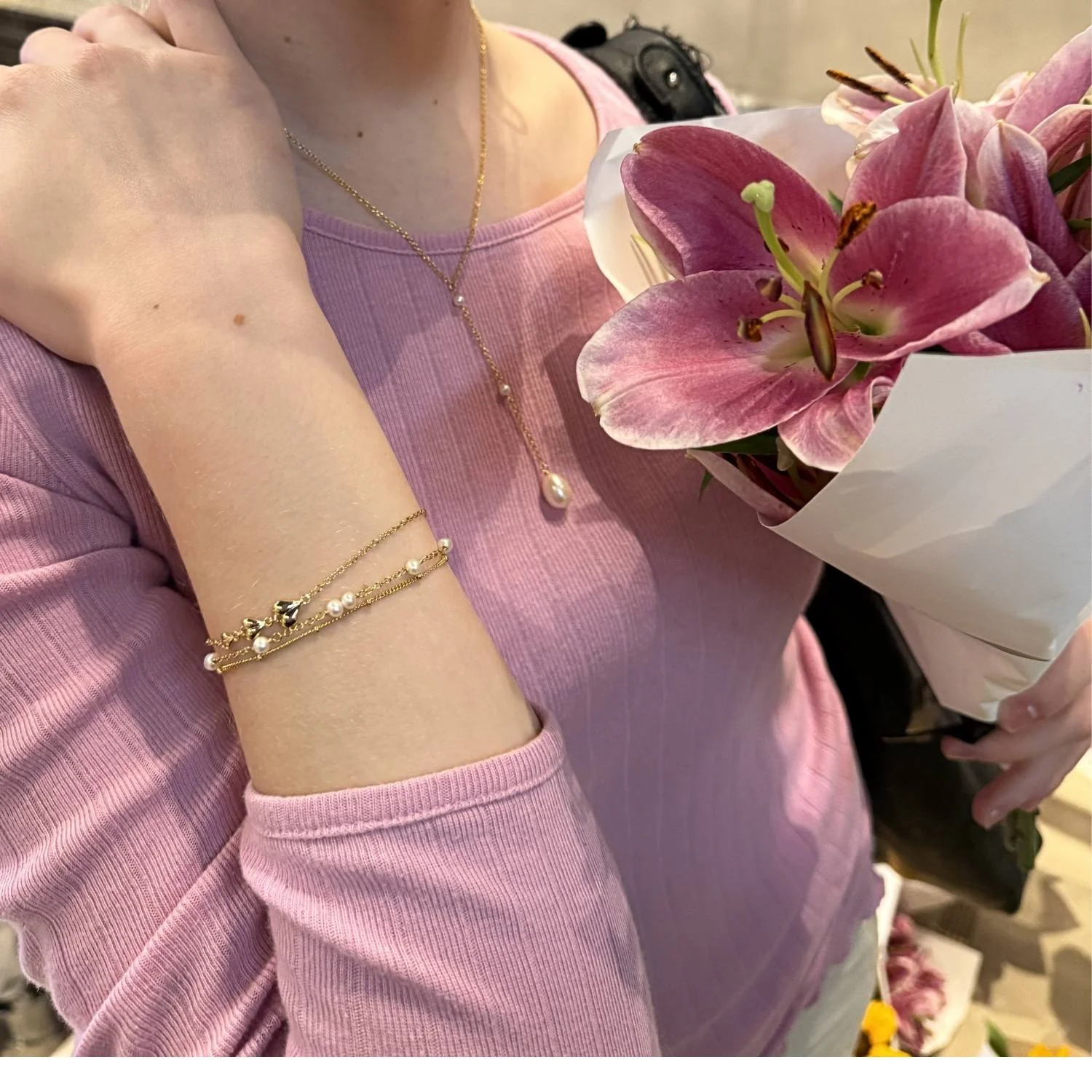 LuvaLu Jewellery - Philia Amore armbånd, 16+3 cm - Forgyldt sølv - Image 6