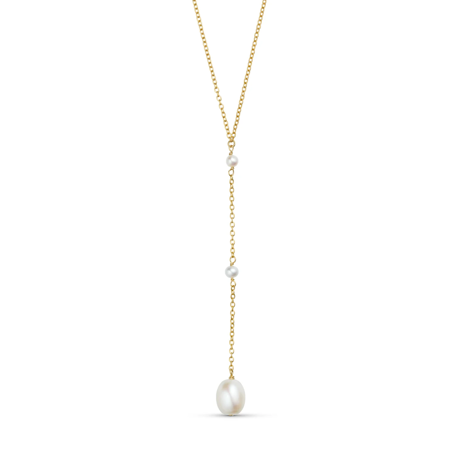LuvaLu Jewellery - Pearly Holly halskæde, 42+3 cm - Forgyldt sølv