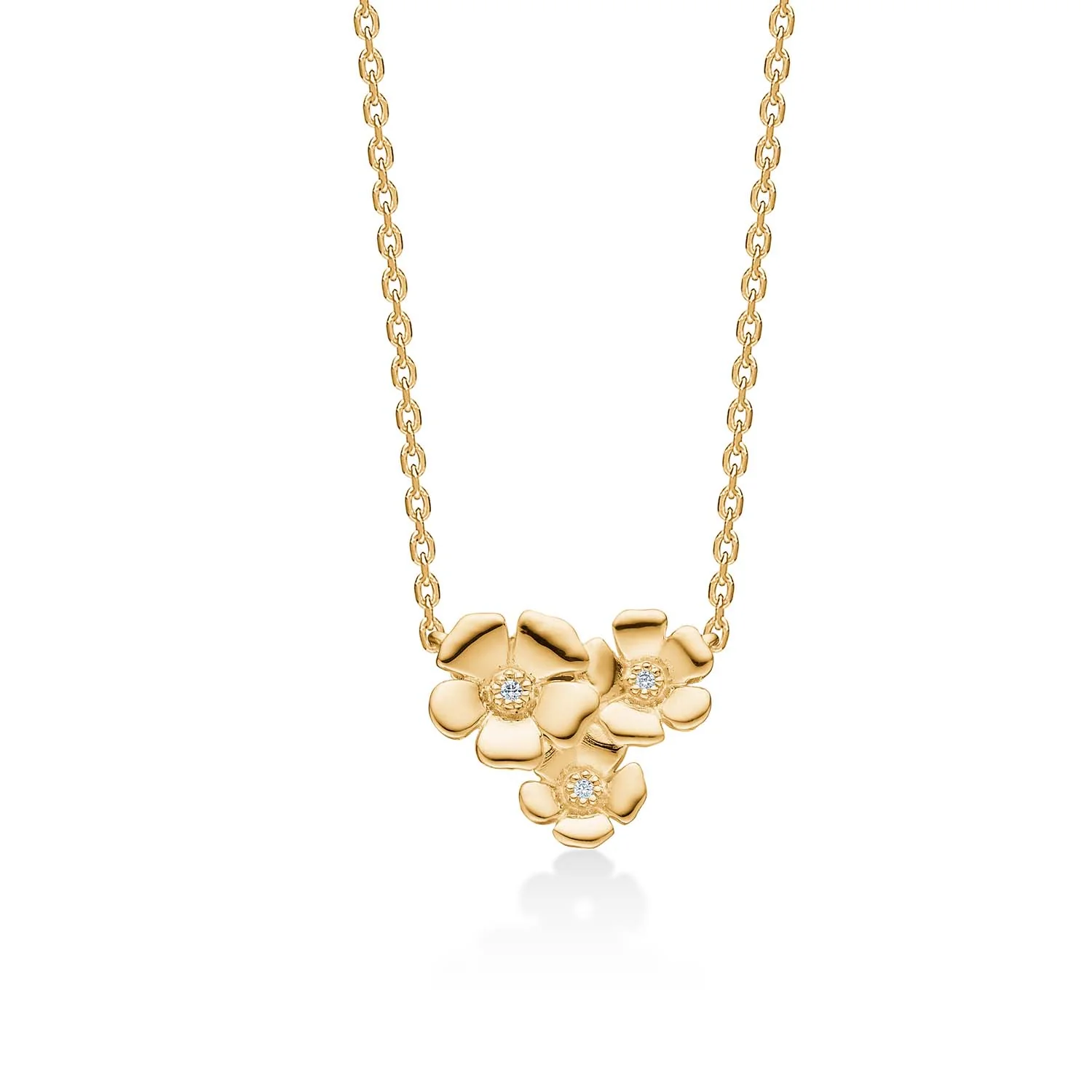 Mads.Z - Fleur halskæde m. 0,011 ct. w/si, 40+5 - 14 kt. guld