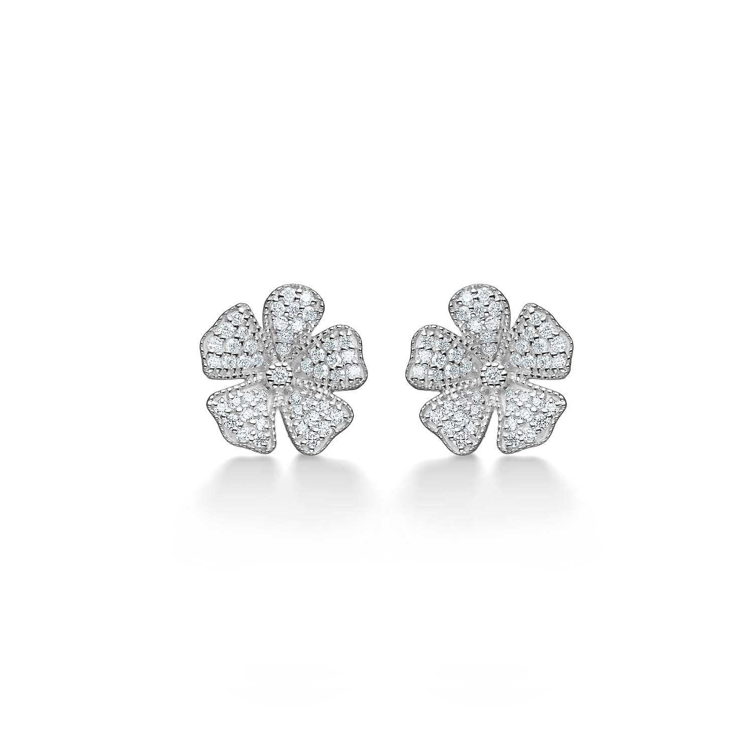 Mads.Z - Fleur ørestikker med zirkonia, 10 mm - Sølv