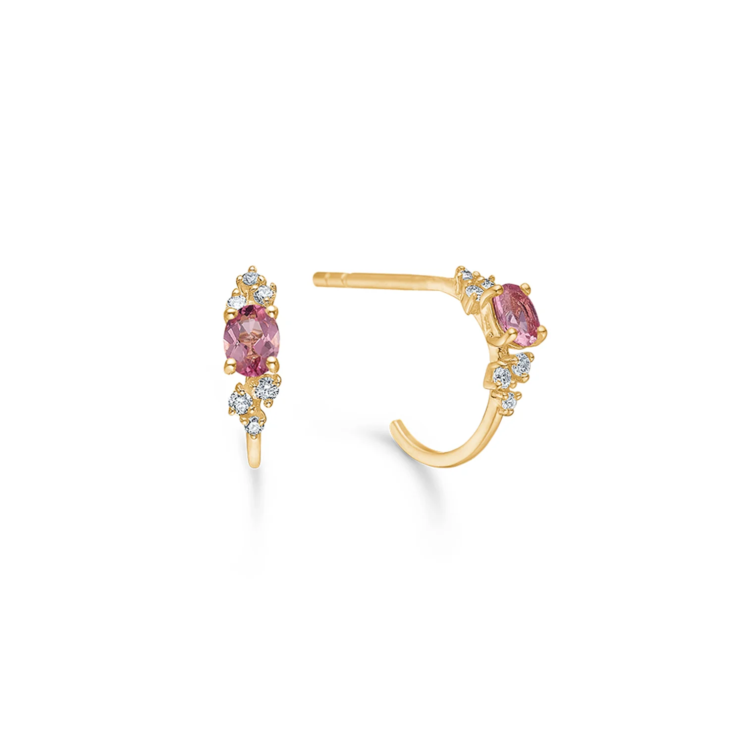 Mads.Z - Leonora øreringe, pink - 14 kt. guld