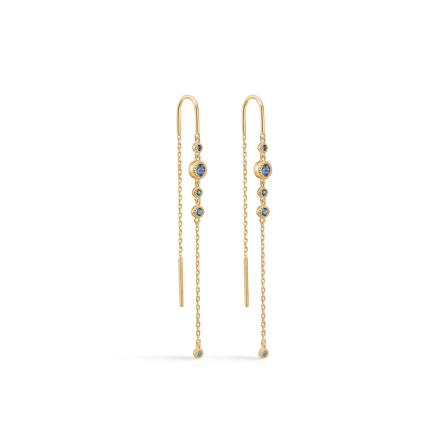 Mads.Z - Luxury Rainbow Blue ørehængere - 14 kt. guld