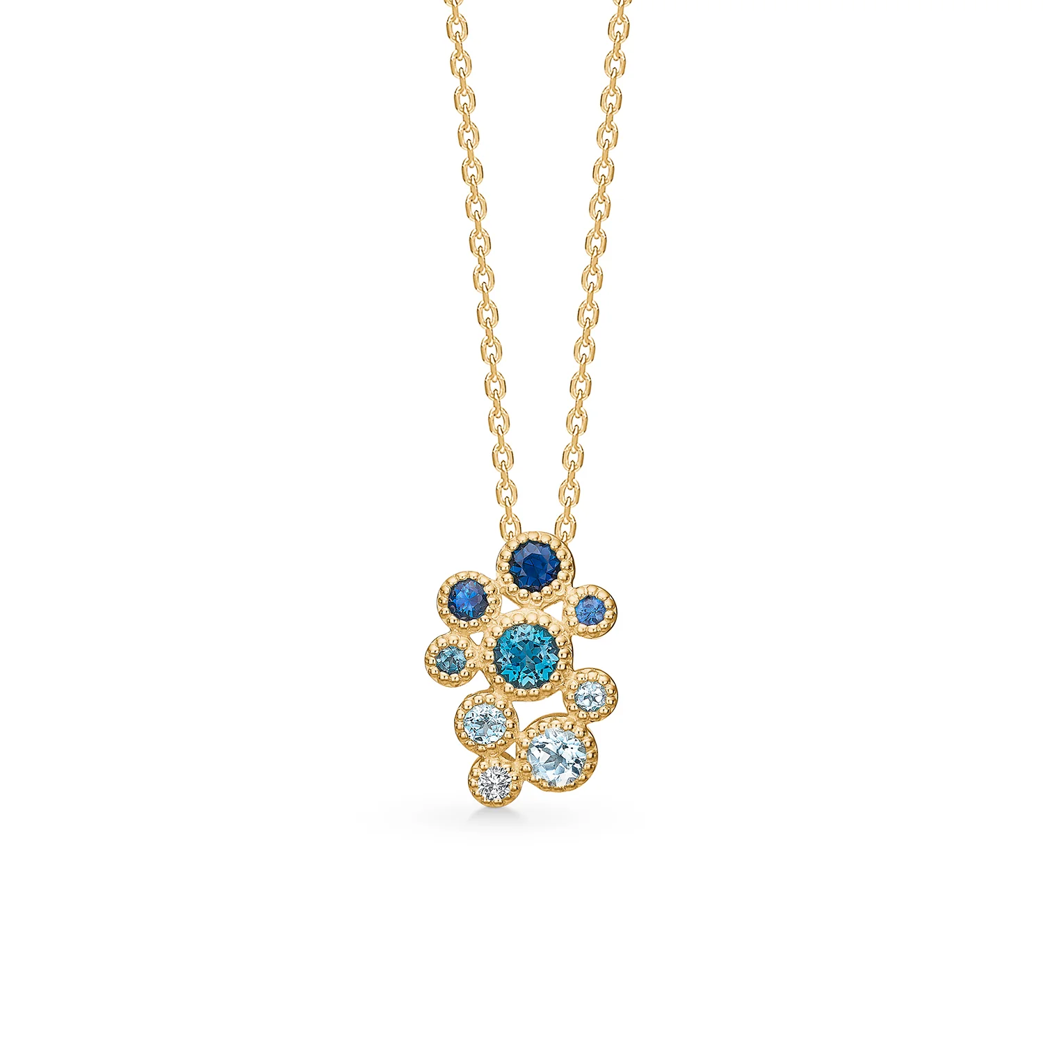 Mads.Z - Luxury Rainbow Blue vedhæng - 14 kt. guld