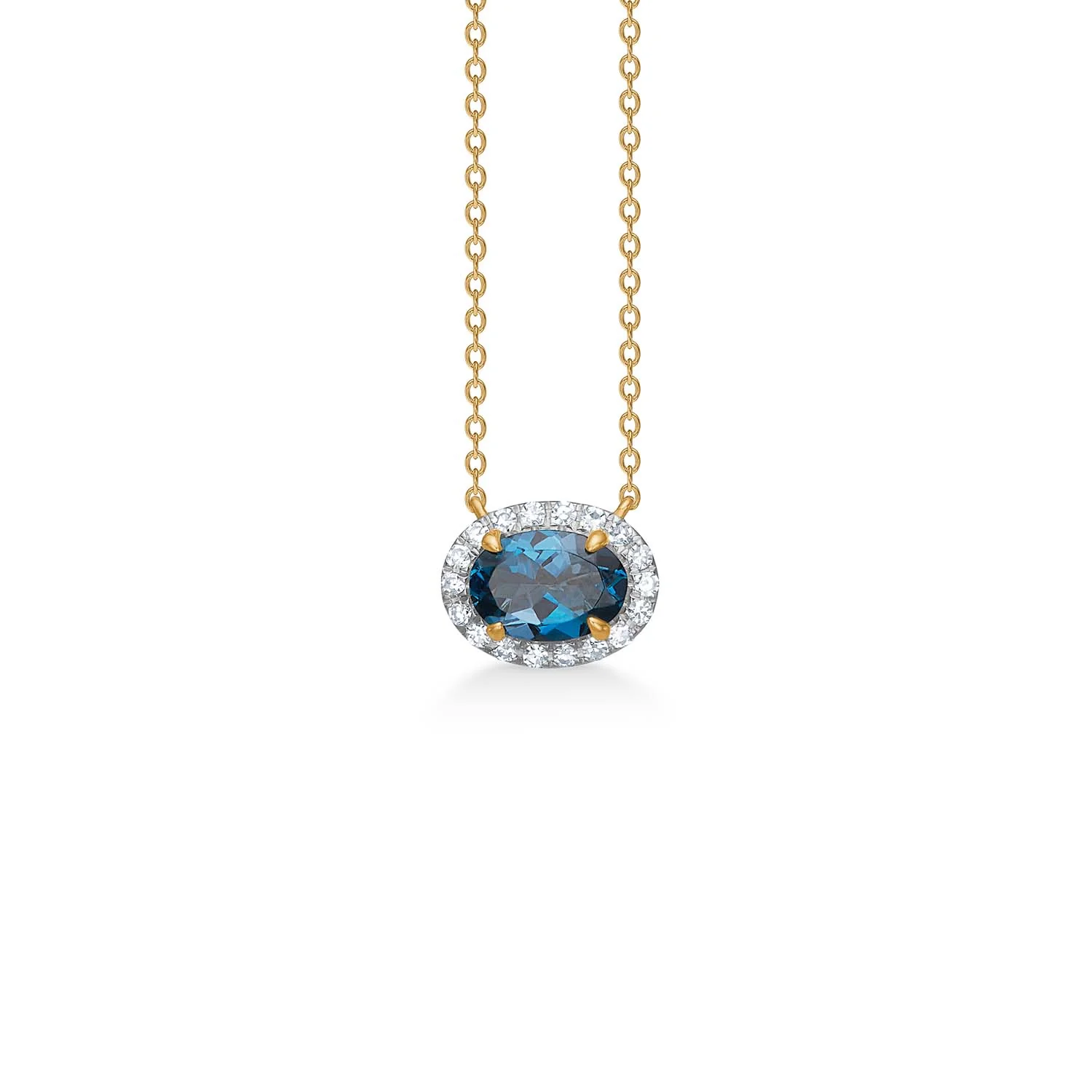 Mads.Z - Midnight Blue halskæde m. 0,06 ct. w/si diamant/topas, 42 cm - 14 kt. guld