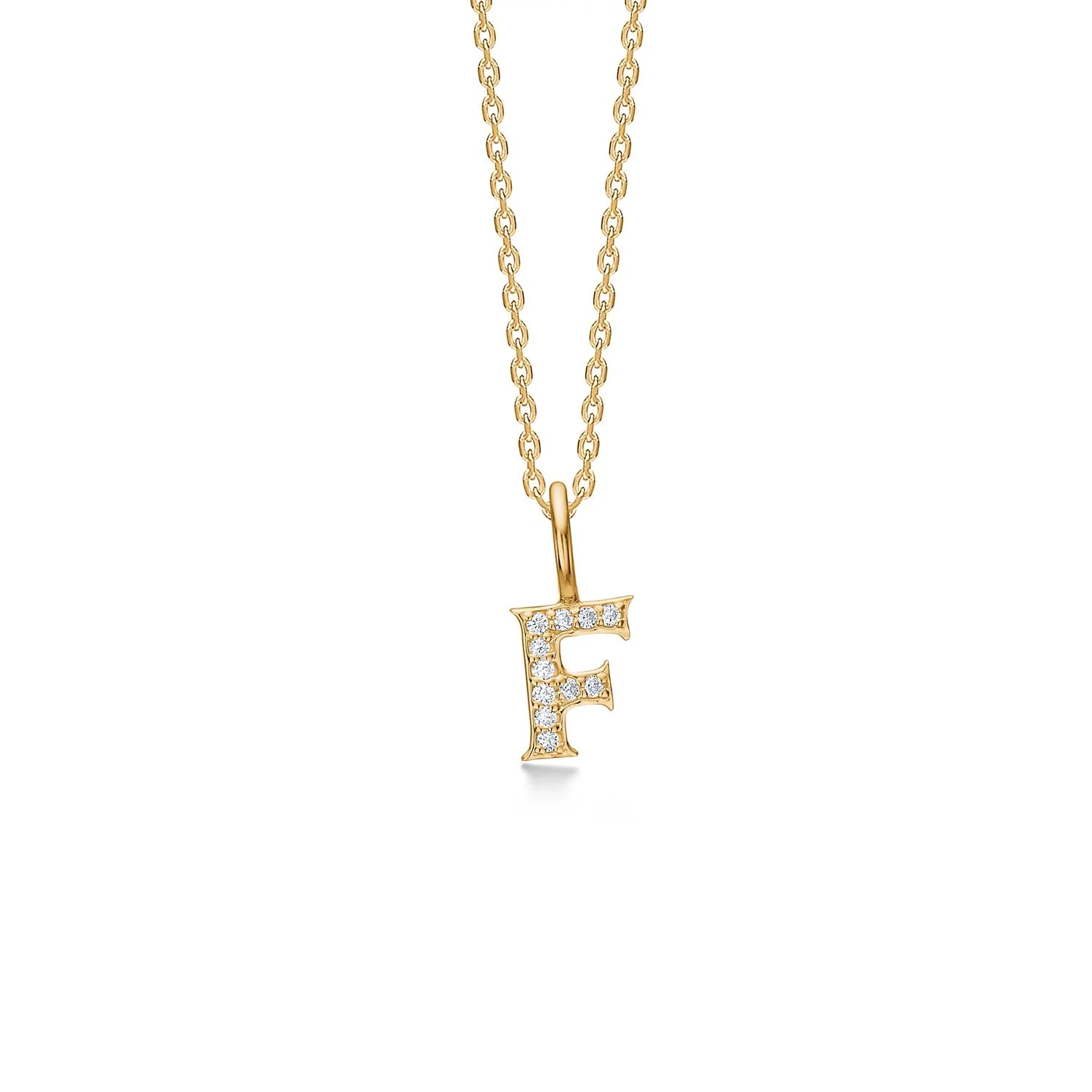 Mads.Z - Tender Love bogstavsvedhæng, F - 14 kt. guld med diamanter 0,055 ct. i alt