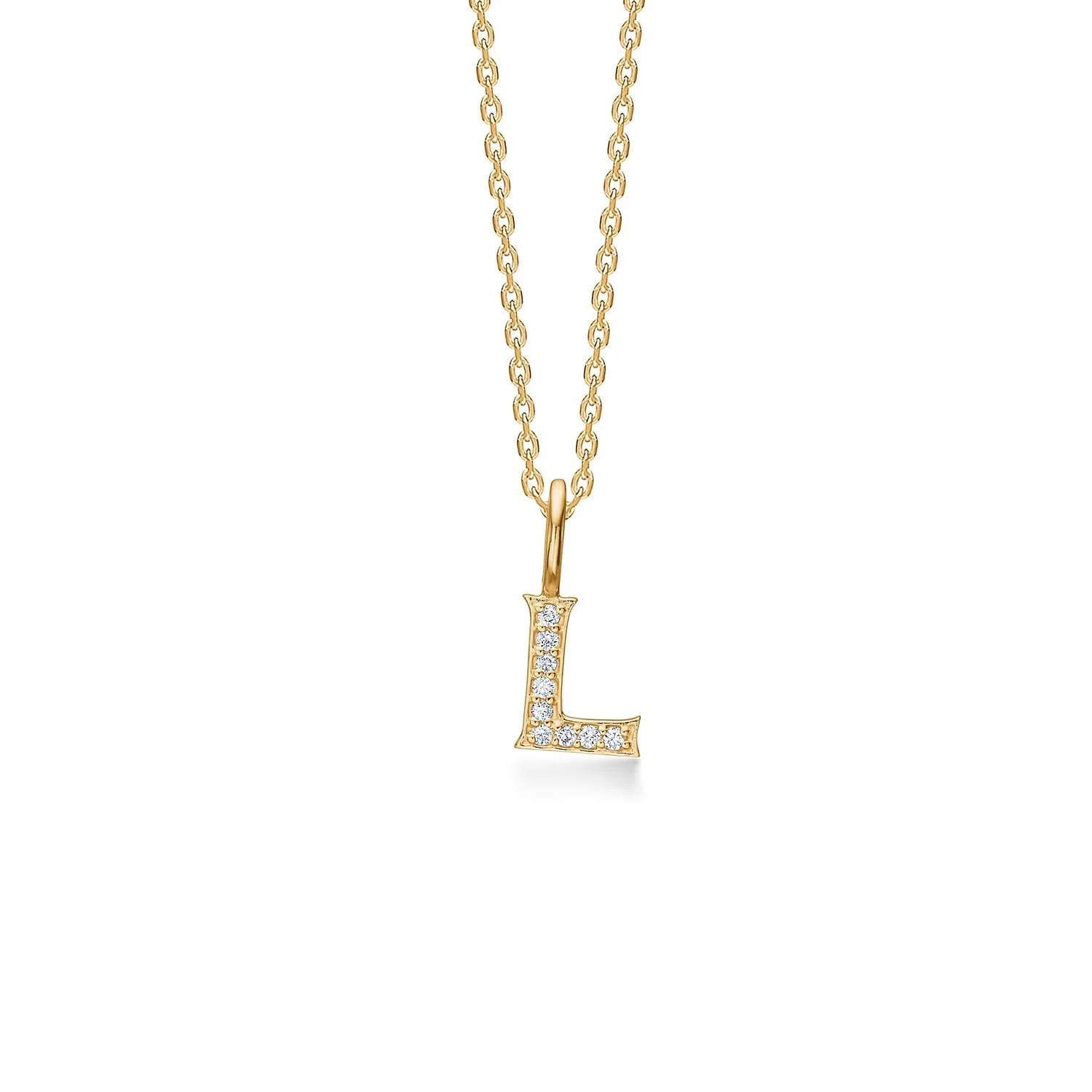 Mads.Z - Tender Love bogstavsvedhæng, L - 14 kt. guld med diamanter 0,045 ct. i alt