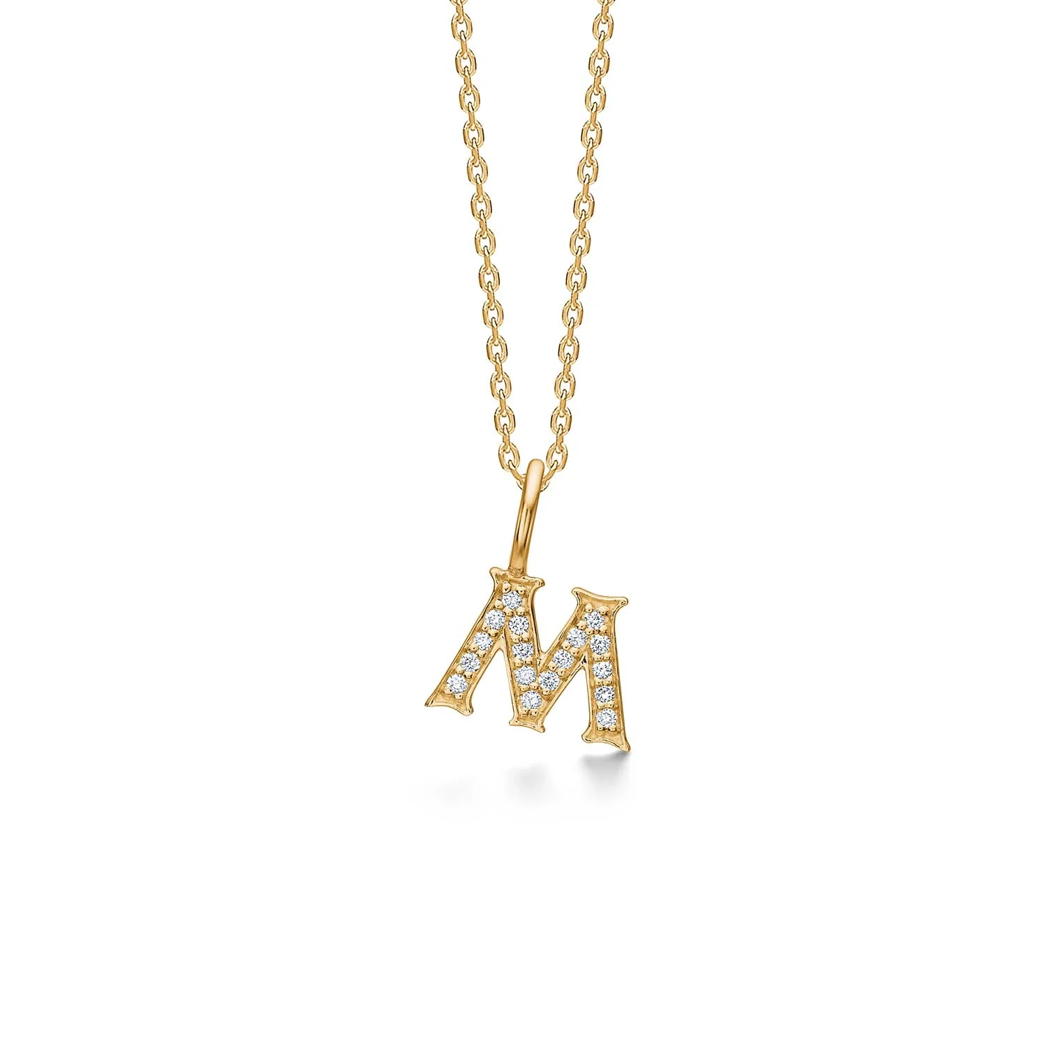Mads.Z - Tender Love bogstavsvedhæng, M - 14 kt. guld med diamanter 0,085 ct. i alt