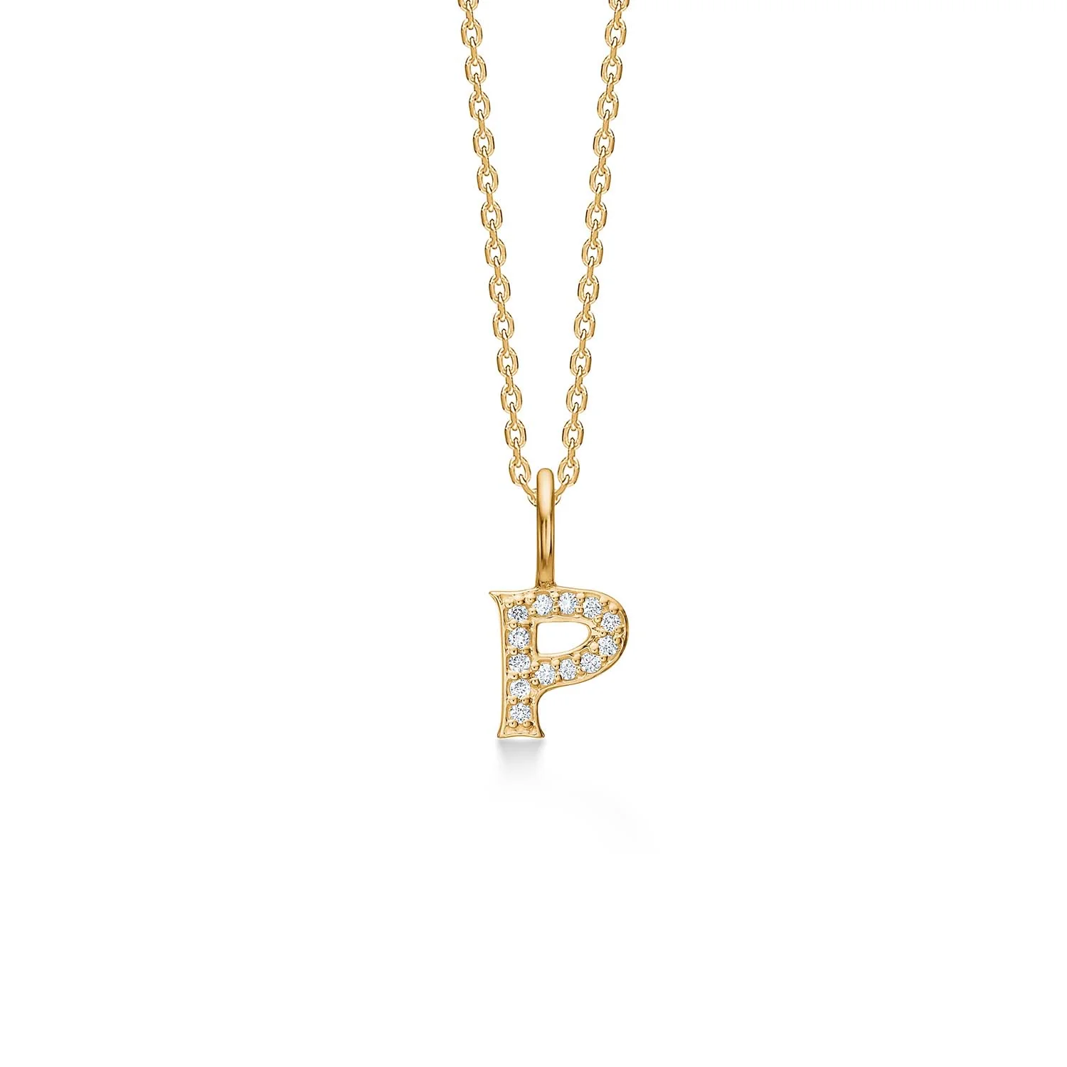 Mads.Z - Tender Love bogstavsvedhæng, P - 14 kt. guld med diamanter 0,065 ct. i alt