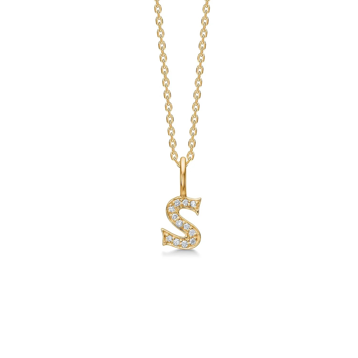 Mads.Z - Tender Love bogstavsvedhæng, S - 14 kt. guld med diamanter 0,06 ct. i alt