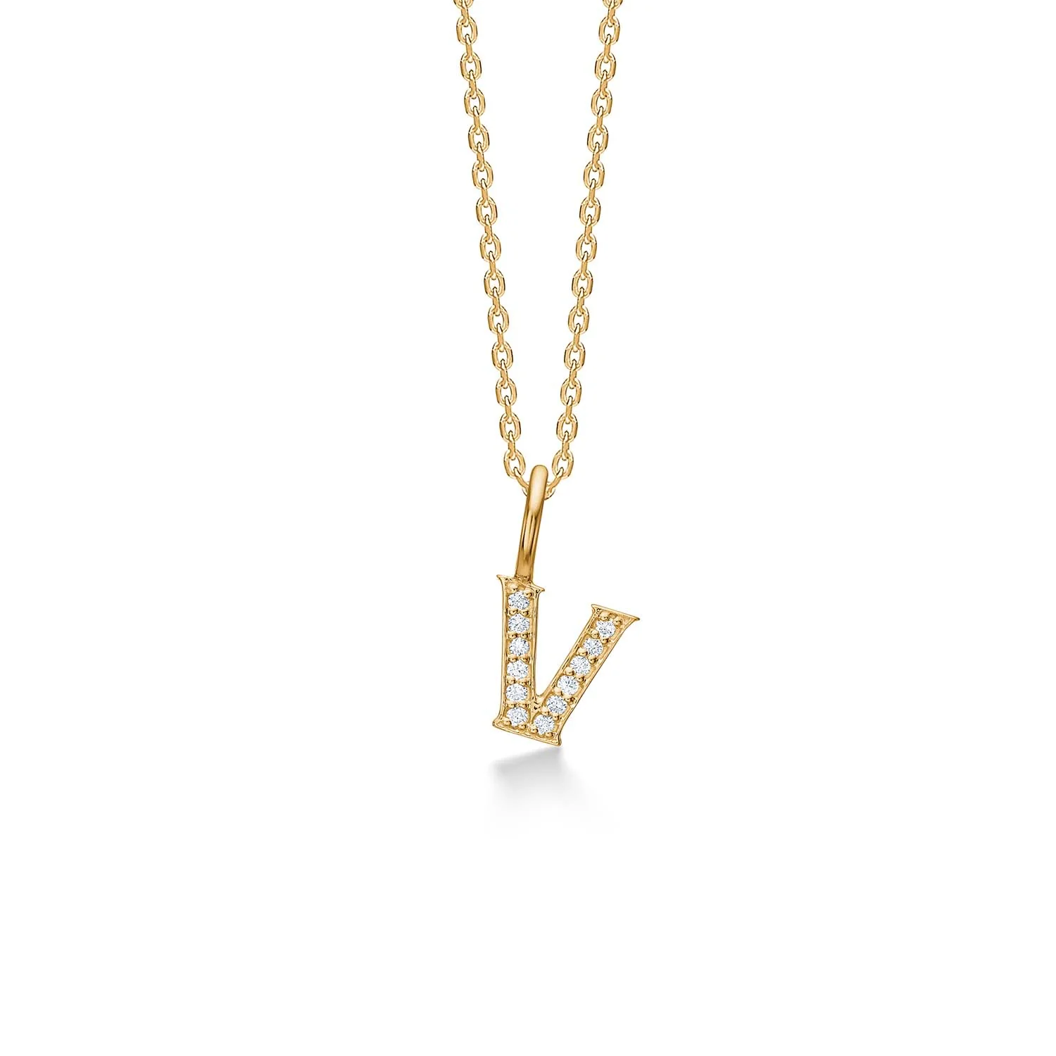Mads.Z - Tender Love bogstavsvedhæng, V - 14 kt. guld med diamanter 0,06 ct. i alt
