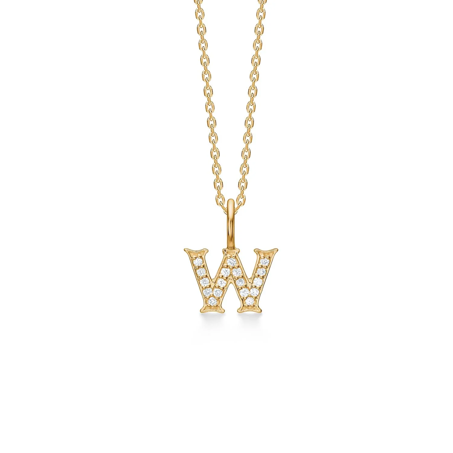 Mads.Z - Tender Love bogstavsvedhæng, W - 14 kt. guld med diamanter 0,085 ct. i alt