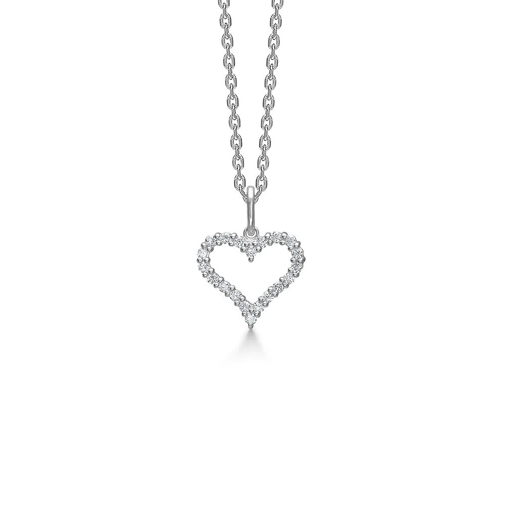 Mads.Z - Tender Love Hjertevedhæng - 14 kt. hvidguld med diamanter 0,20 ct. i alt