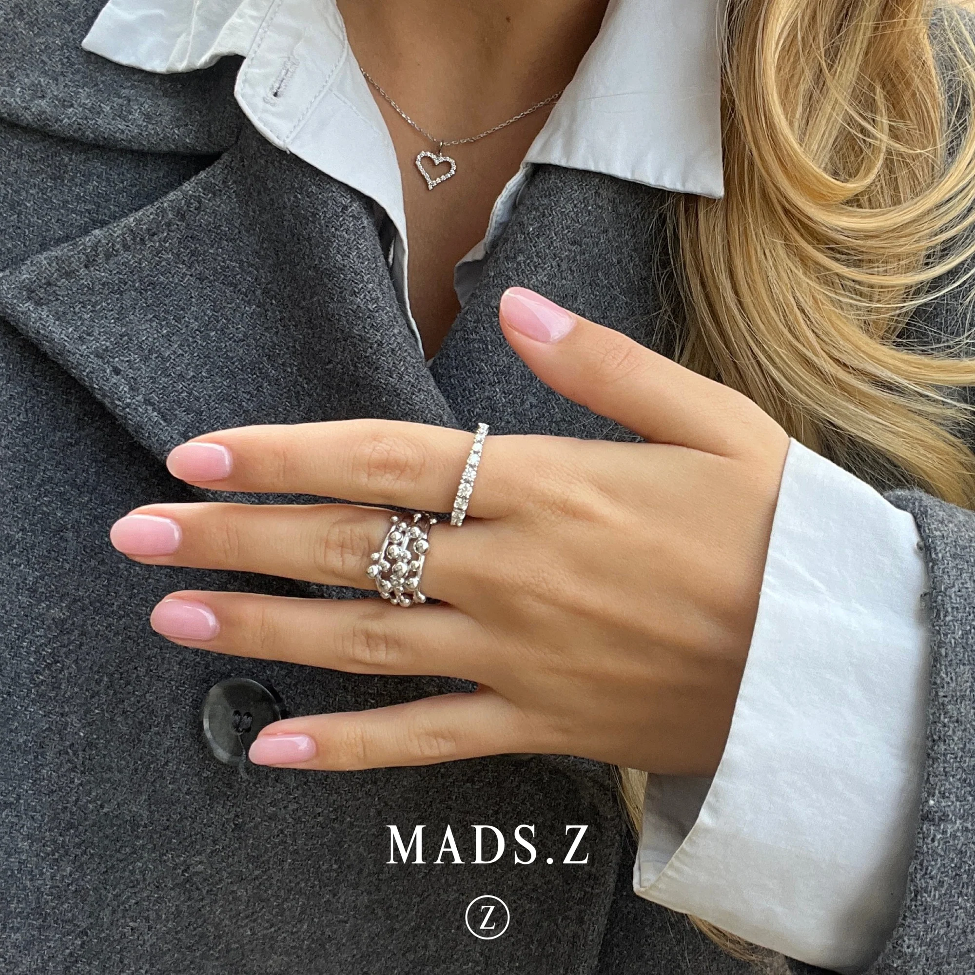 Mads.Z - Tender Love Hjertevedhæng - 14 kt. hvidguld med diamanter 0,20 ct. i alt - Image 2