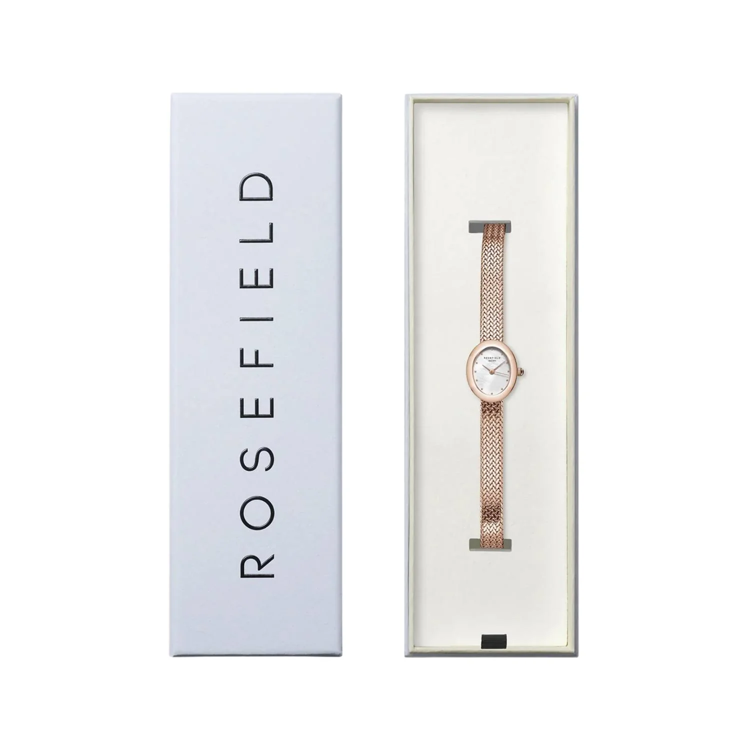 Rosefield - Mini's stål rosa m. lænke, 18x22 mm - Hvid, rustfrist stål - Image 4